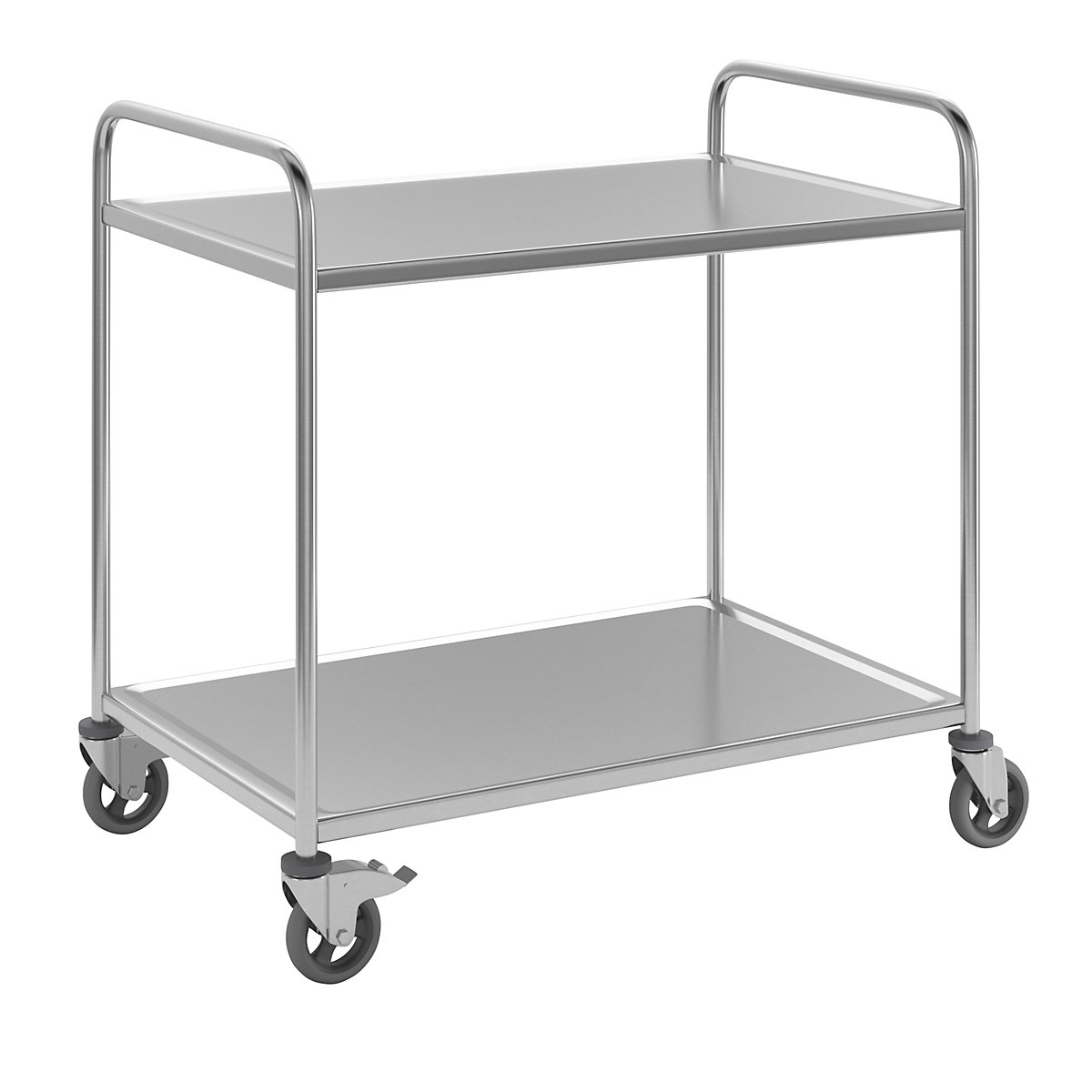 Stainless steel serving trolley, 2 shelves, air cushioned tyres, LxWxH 1070 x 670 x 970 mm-4