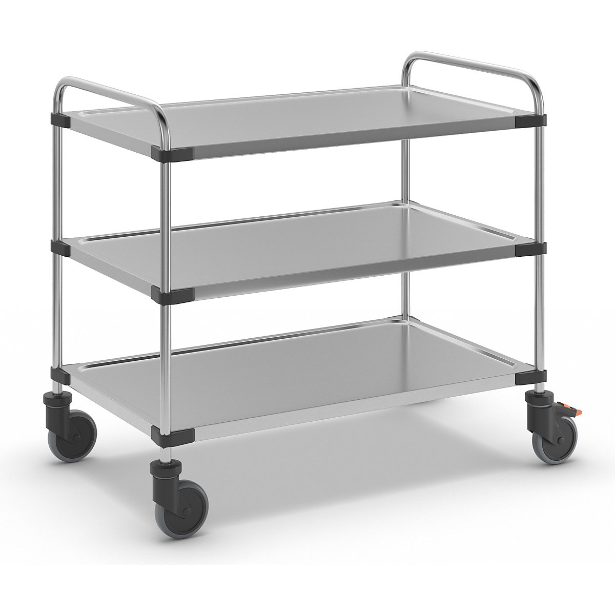 Stainless steel table trolley, with 3 shelves, LxWxH 1070 x 670 x 950 mm, assembled-8