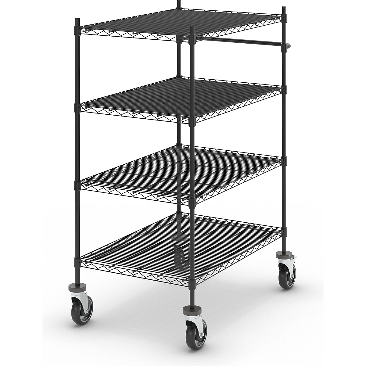 Wire mesh table trolley, black, with 4 shelves, LxWxH 910 x 610 x 1350 mm-1