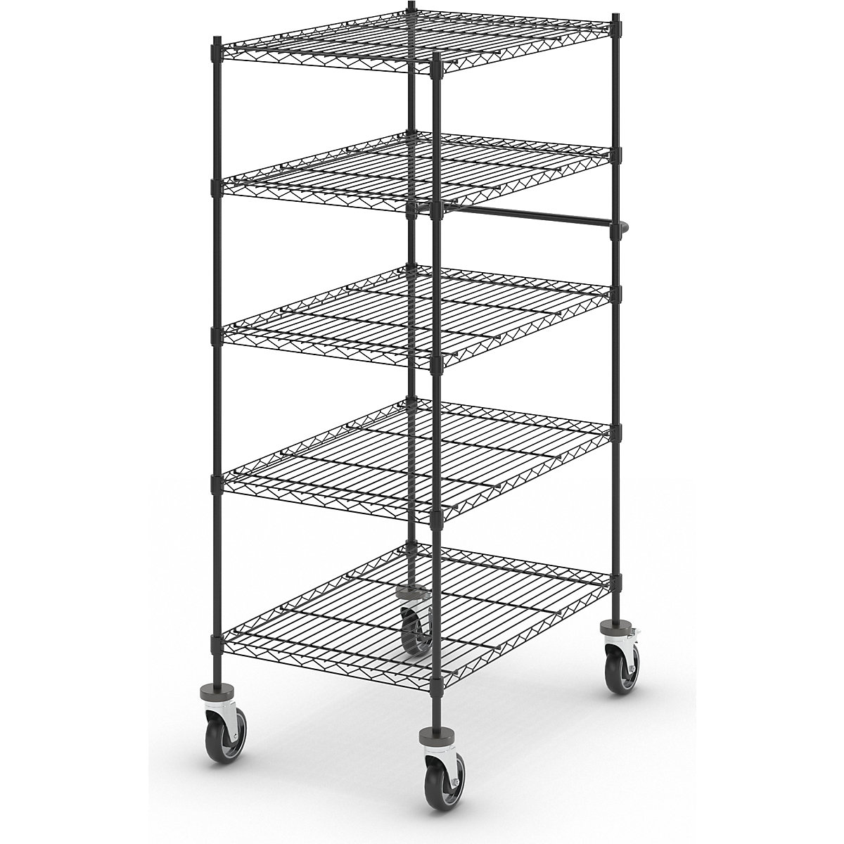 Wire mesh table trolley, black, with 5 shelves, LxWxH 910 x 610 x 1670 mm-1