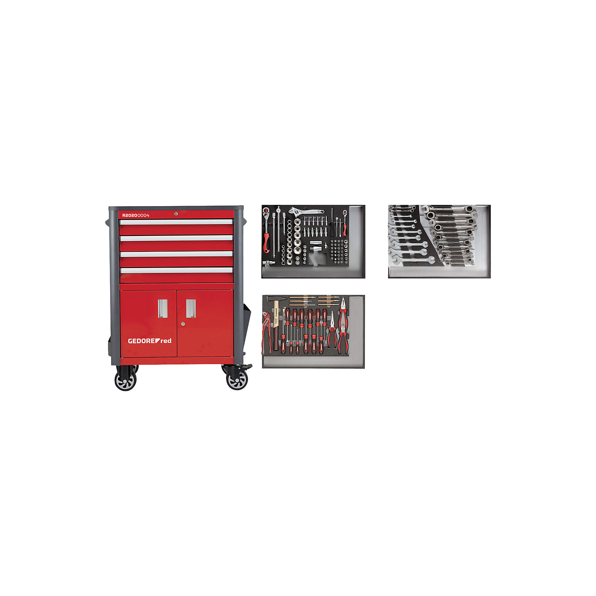 WINGMAN trolley incl. 129 tools GEDORE 4 drawers, 129 piece