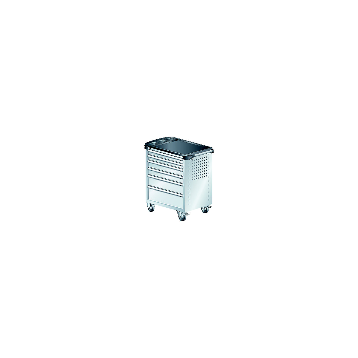 Workshop trolley – LISTA, with plastic cover, 6 drawers, grey-4