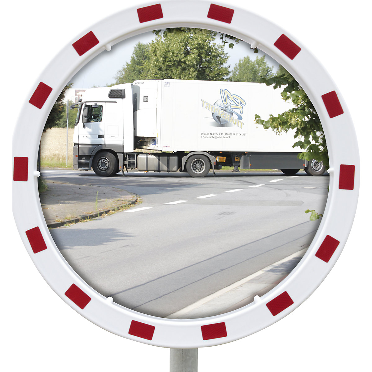 Traffic mirror with universal bracket