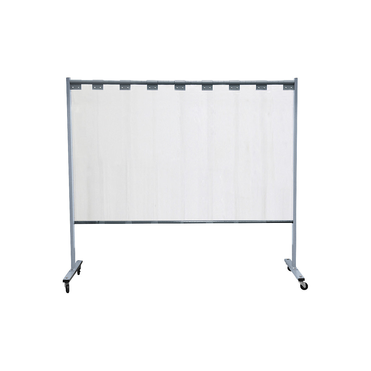Mobile welding protection screen, single unit design, HxW 1900 x 2100 mm, with lamellar curtain, transparent