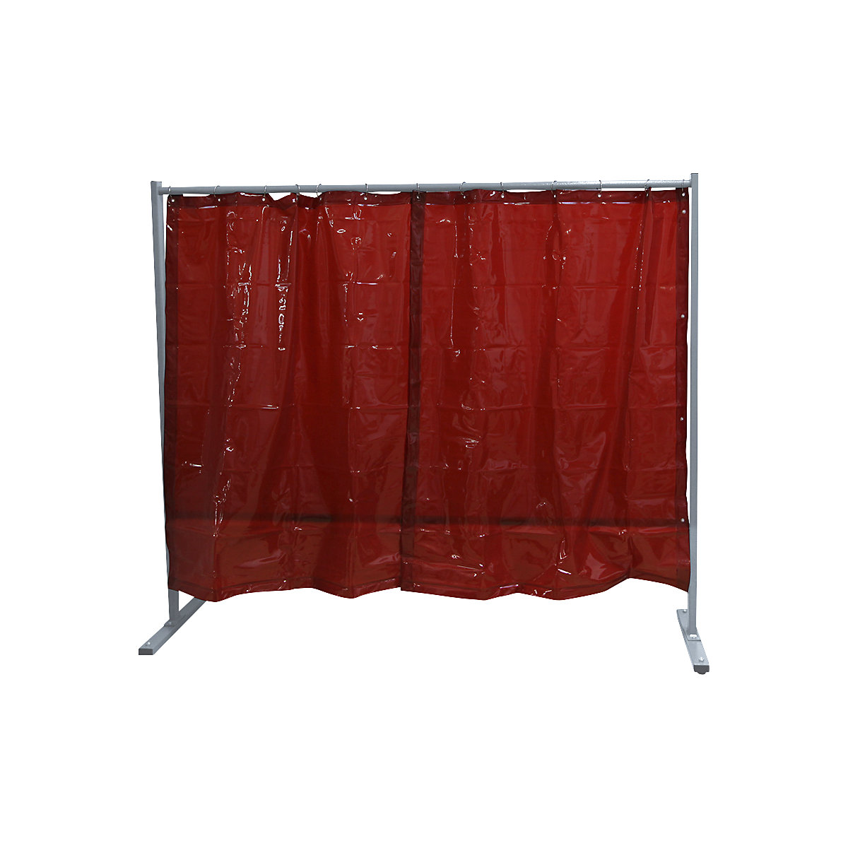 Mobile welding protection screen, single unit design, HxW 1900 x 2100 mm, with welding protection film, red