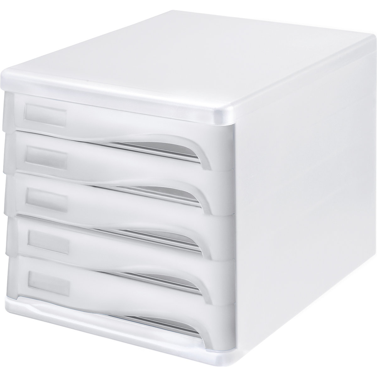 Pojemnik szufladowy, moduł archiwizacyjny – helit, kolor obudowy biały, opak. 4 szt., kolor szuflad jasnoszary-5