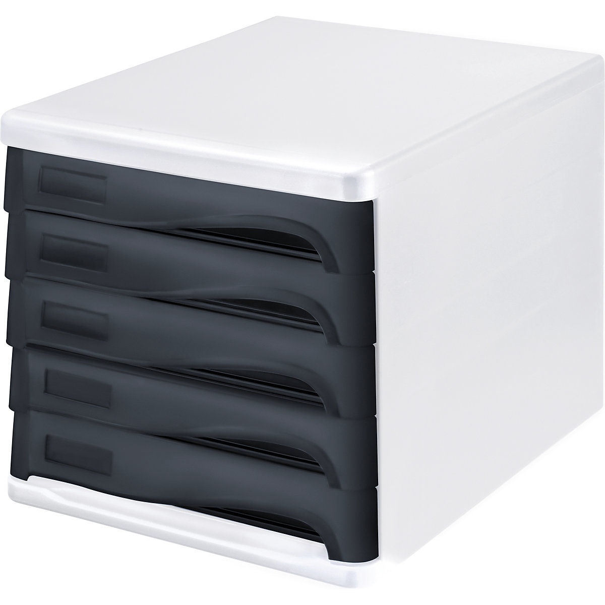 Pojemnik szufladowy, moduł archiwizacyjny – helit, kolor obudowy biały, opak. 4 szt., kolor szuflad czarny-2