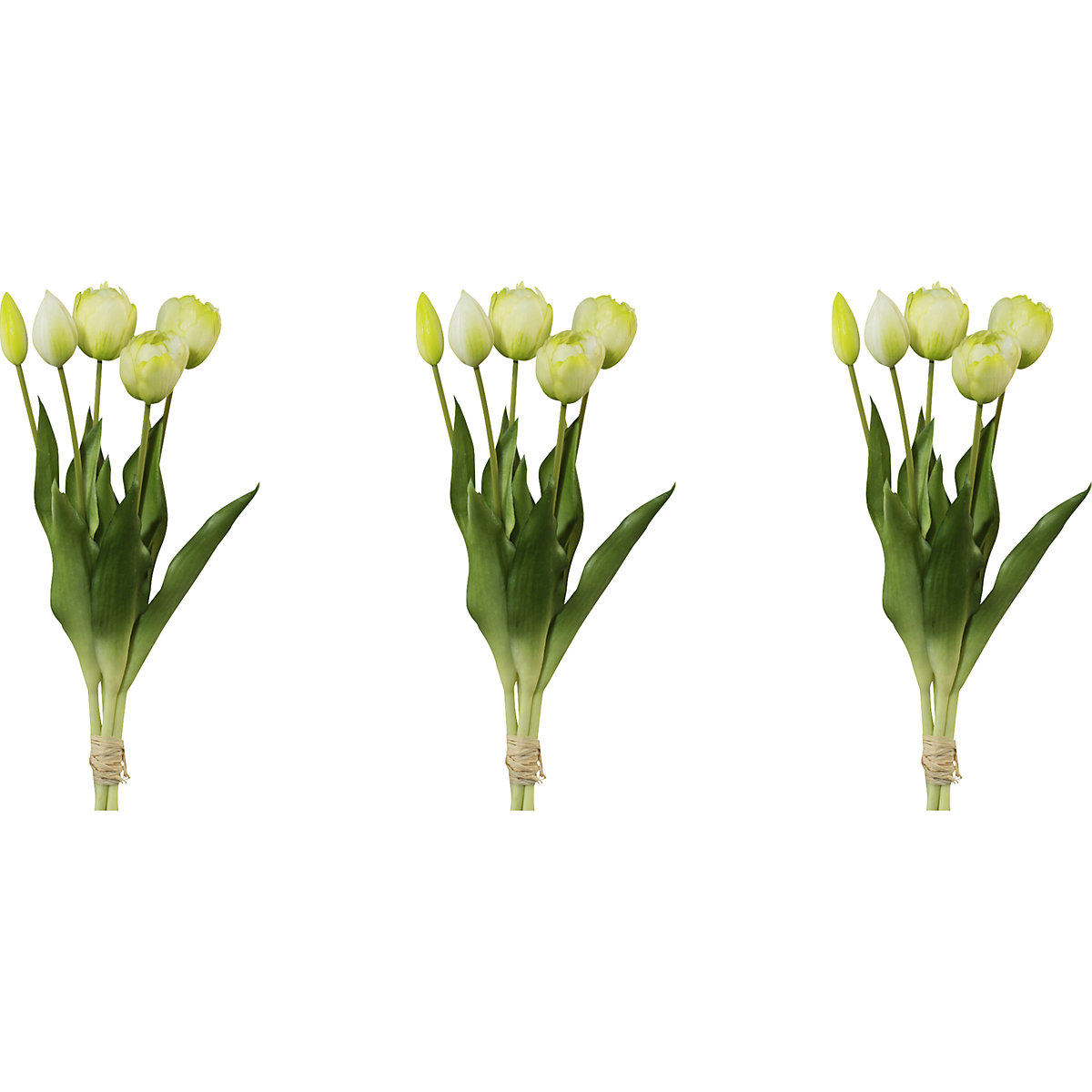 Bukiet tulipanów pełnych, real touch, 5 kwiatów, wys. 390 mm, opak. 3 szt., biały-2