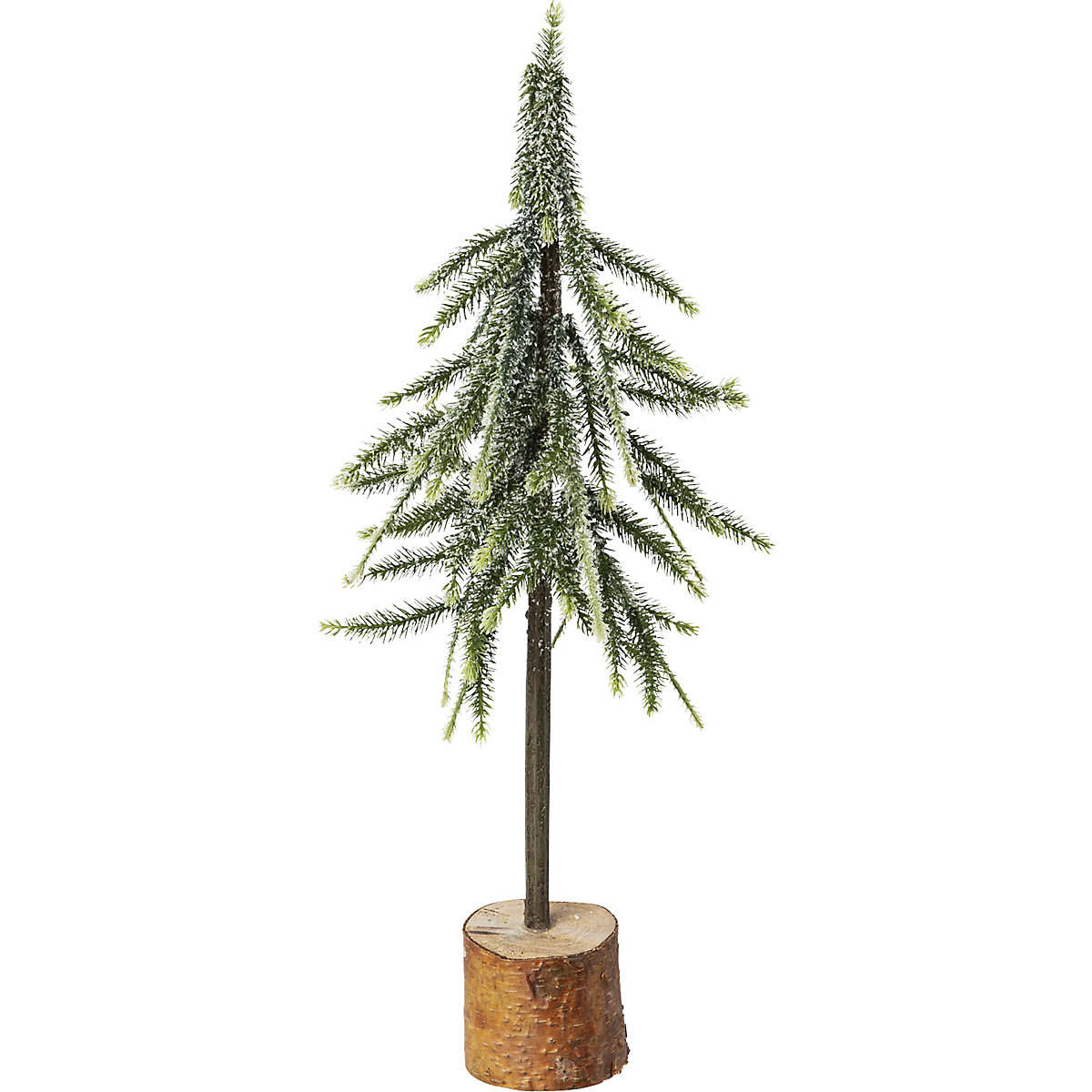 Drzewko świerkowe na drewnianej podstawie, ze sztucznym śniegiem (Zdjęcie produktu 2)-1