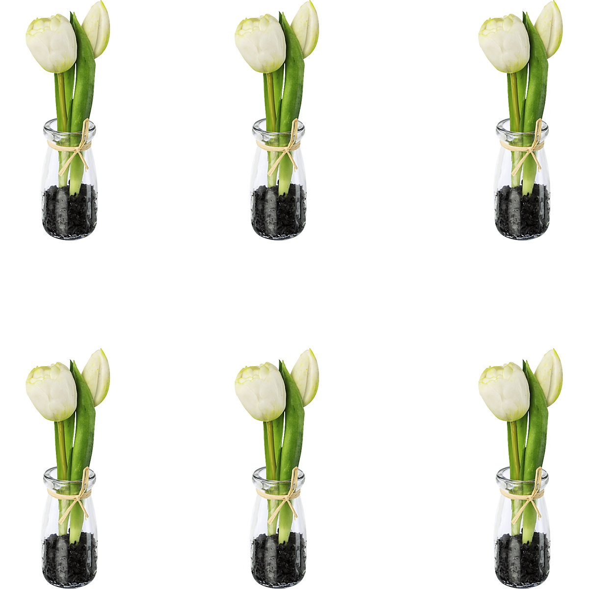 Tulipany w szklanym wazonie, wys. 210 mm, opak. 6 szt., białe-1