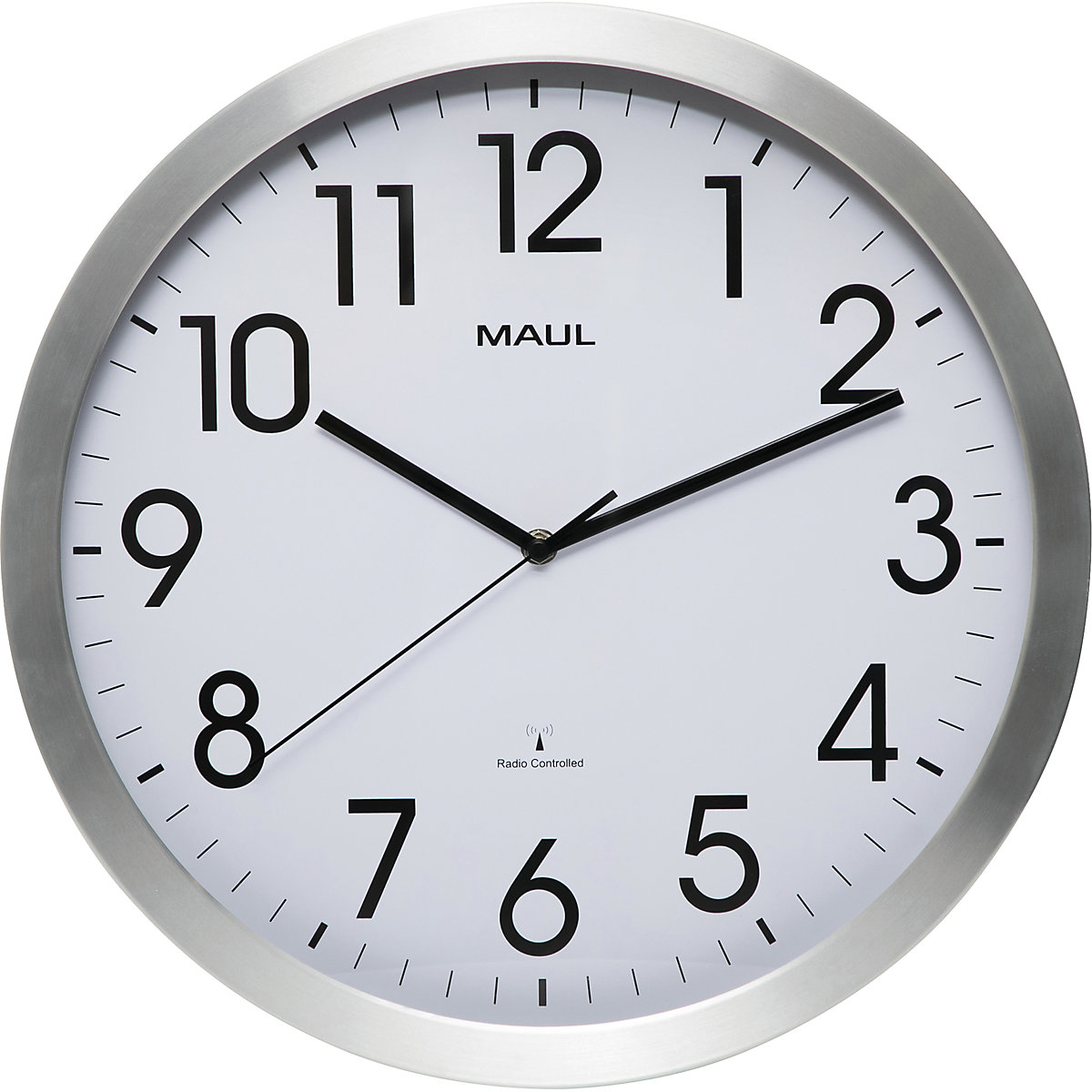 Zegar ścienny MAULmove – MAUL, aluminium szczotkowane, Ø 400 mm, mechanizm zegarowy sterowany radiem-2
