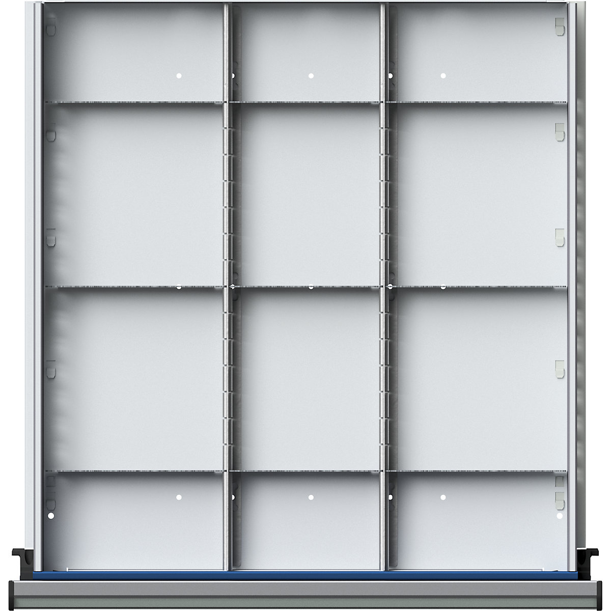 Zestaw przegród do szuflad – ANKE, 2 przegrody wzdłużne i 9 poprzecznych, wys. szuflady 180 mm