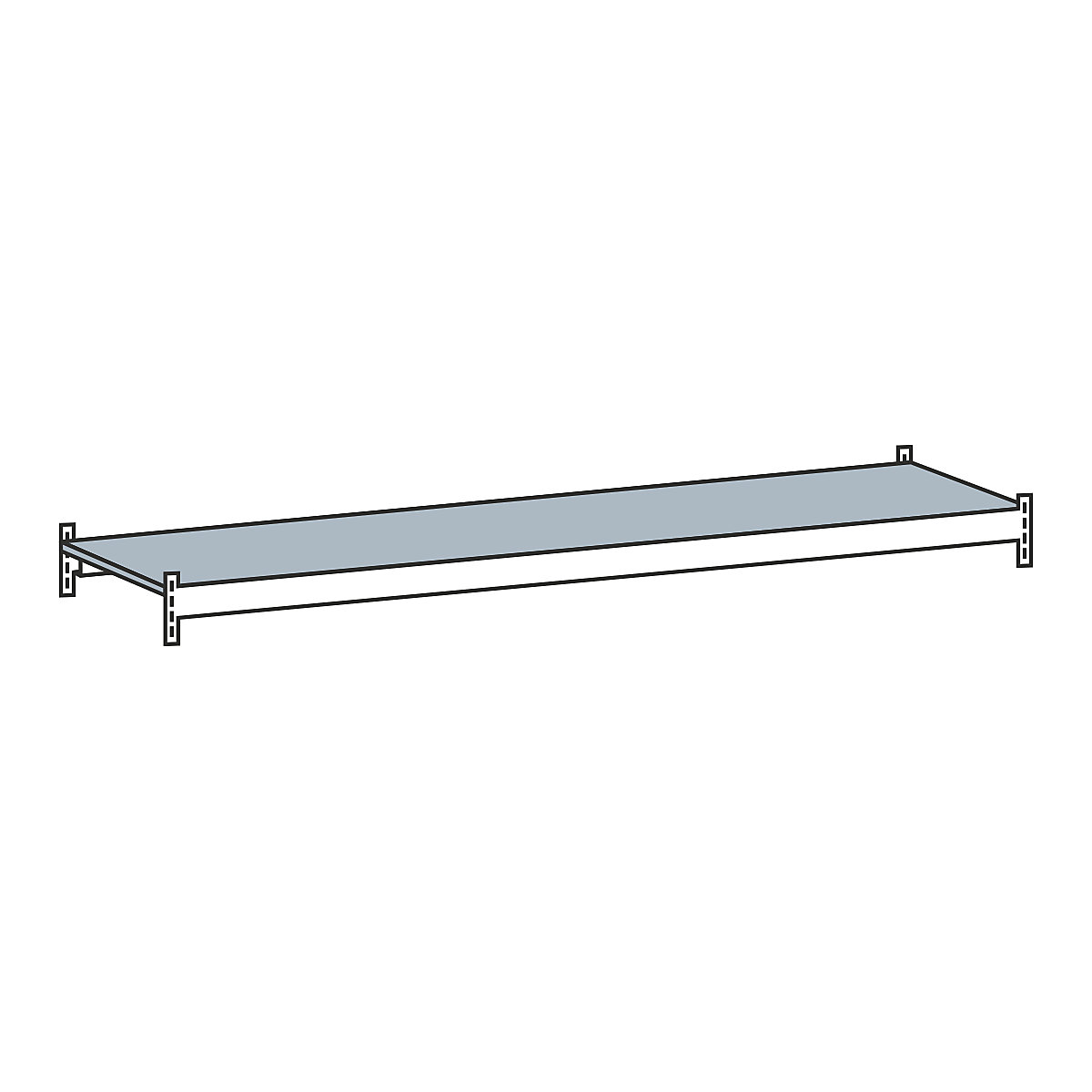 Dodatkowy poziom z półką ze stali – SCHULTE, rozstaw 2000 mm, głęb. 500 mm-3