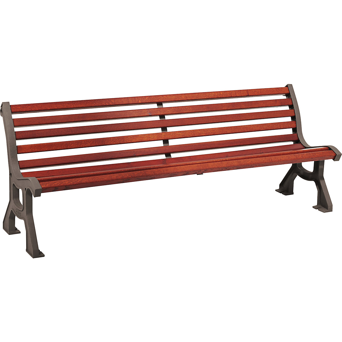 Drewniana ławka LUBLIN – PROCITY, głęb. siedziska 385 mm, metallic, mahoń-2