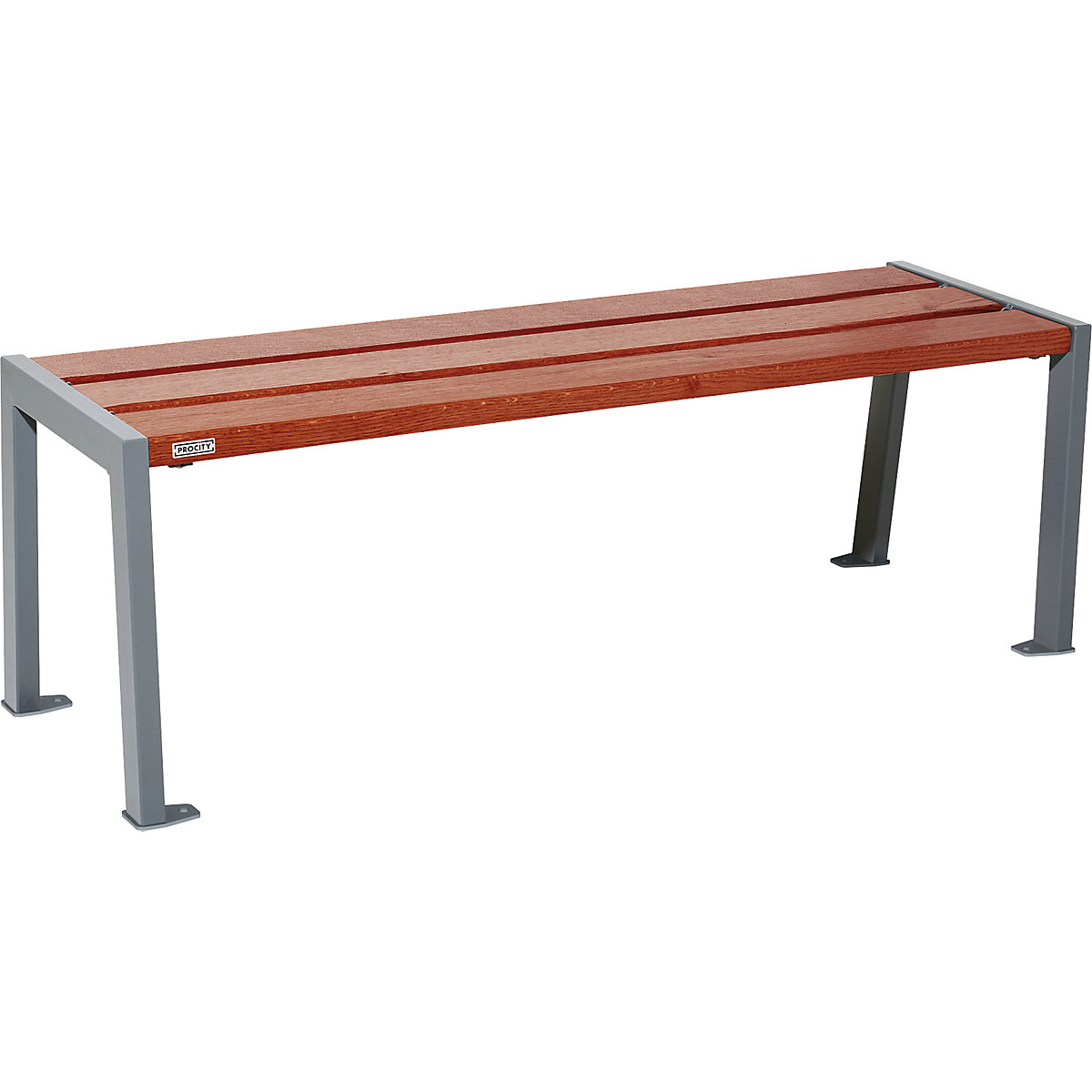 Drewniana ławka SILAOS® bez oparcia – PROCITY, wys. 437 mm, dł. 1200 mm, antracytowo-szara, mahoń-2