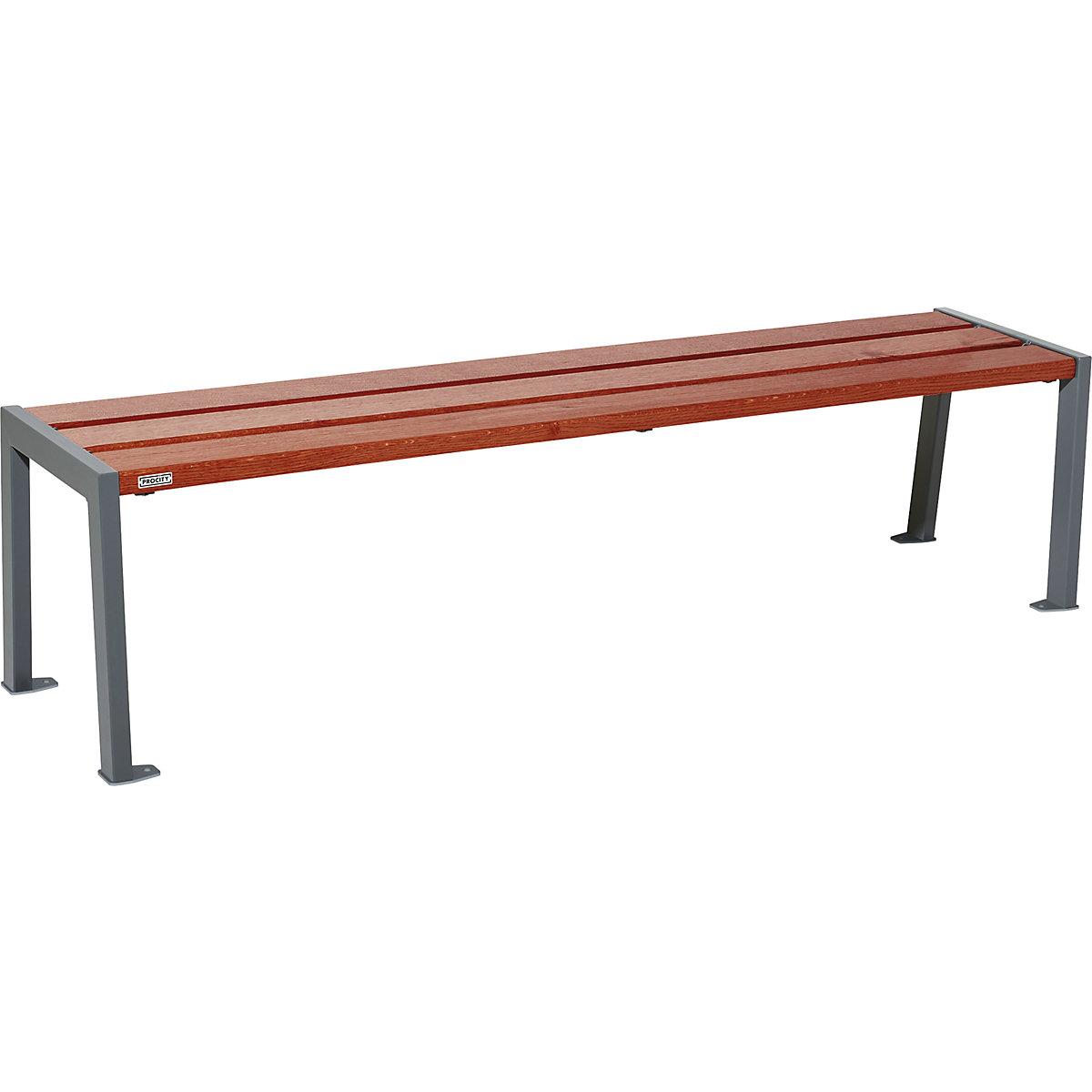 Drewniana ławka SILAOS® bez oparcia – PROCITY, wys. 437 mm, dł. 1800 mm, czarna, mahoń-4