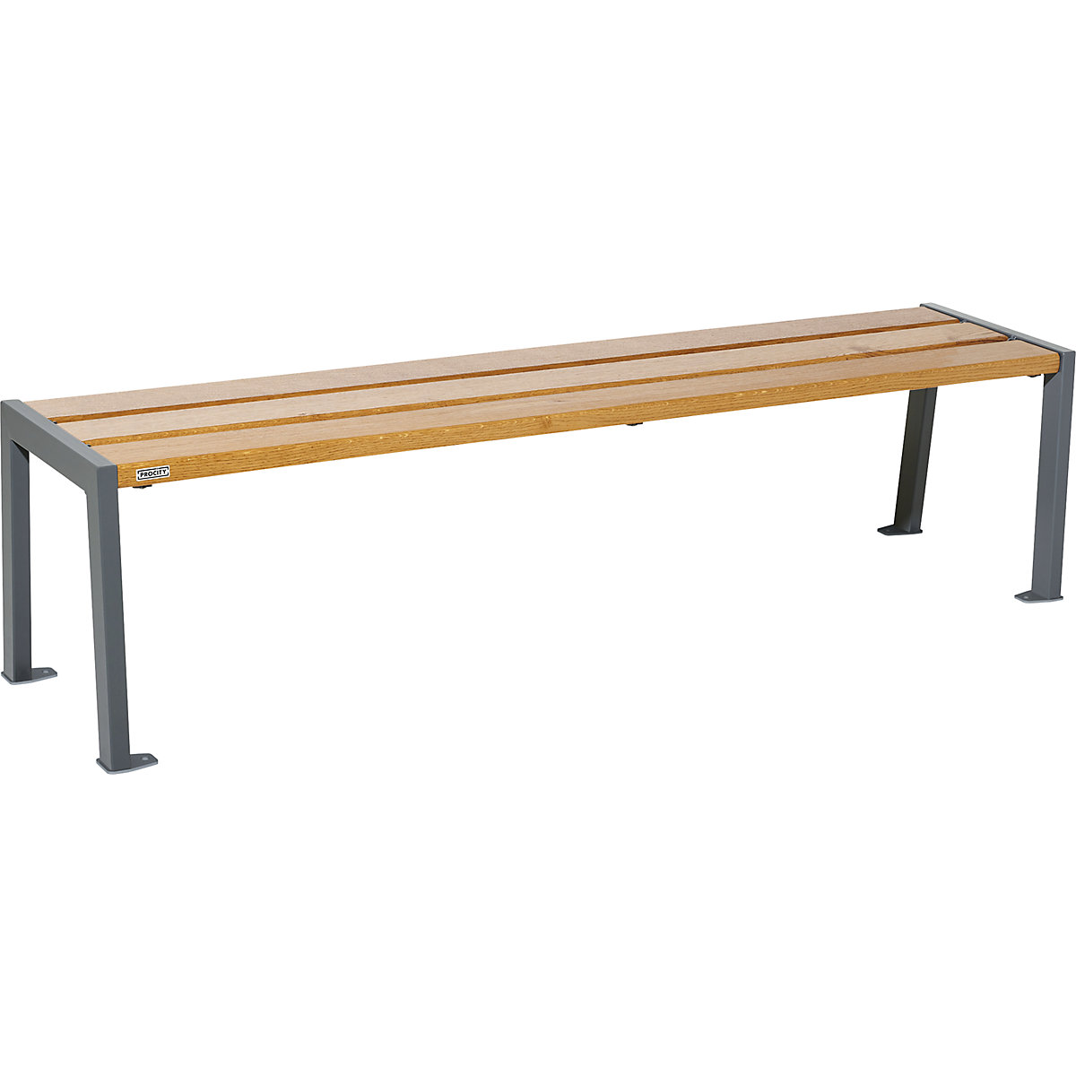 Drewniana ławka SILAOS® bez oparcia – PROCITY, wys. 437 mm, dł. 1800 mm, antracytowo-szara, imitacja jasnego dębu-8