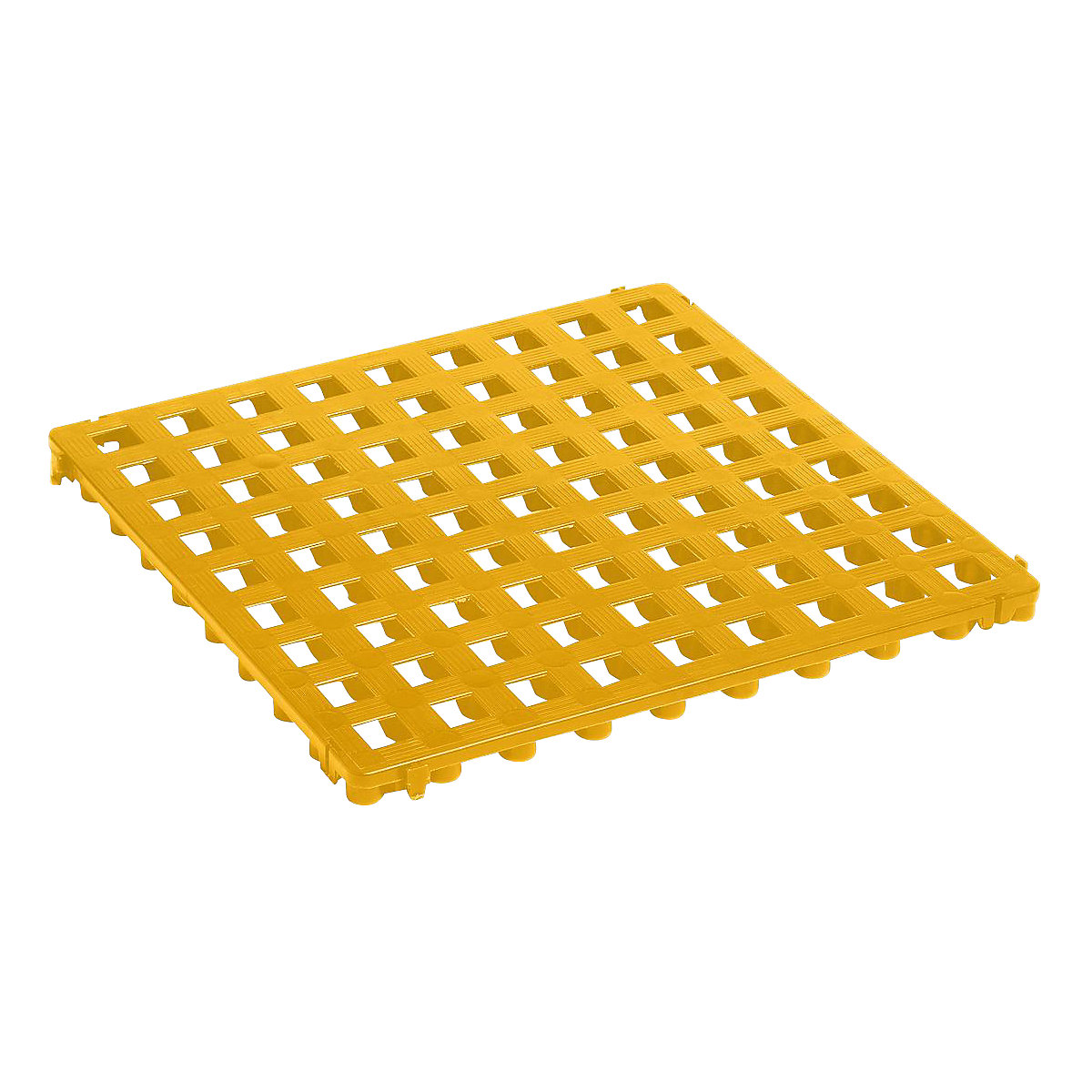 Ruszt podłogowy z tworzywa, polietylen, 500 x 500 mm, standard, opak. 20 szt., żółty sygnalizacyjny
