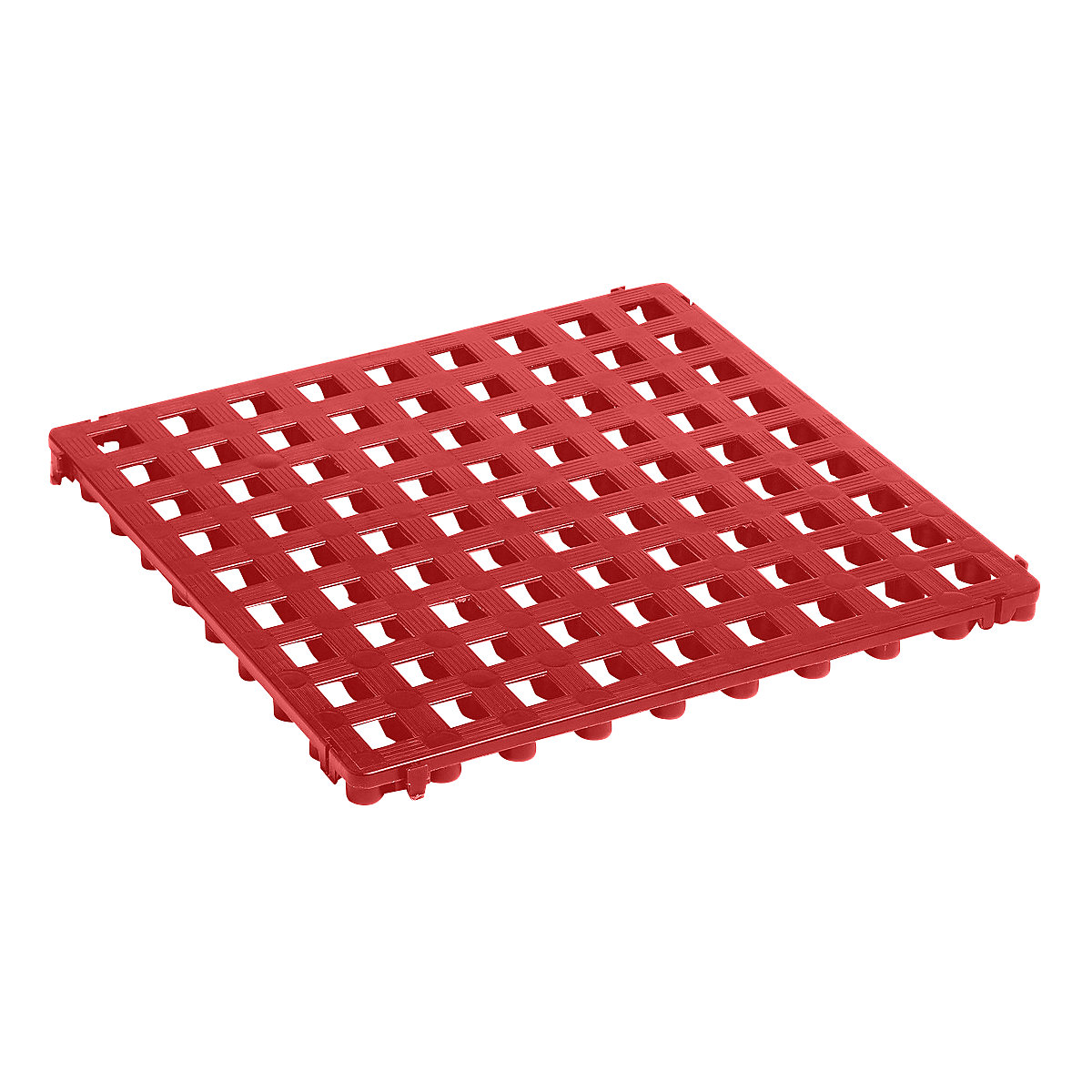 Ruszt podłogowy z tworzywa, polietylen, 500 x 500 mm, standard, opak. 20 szt., czerwony