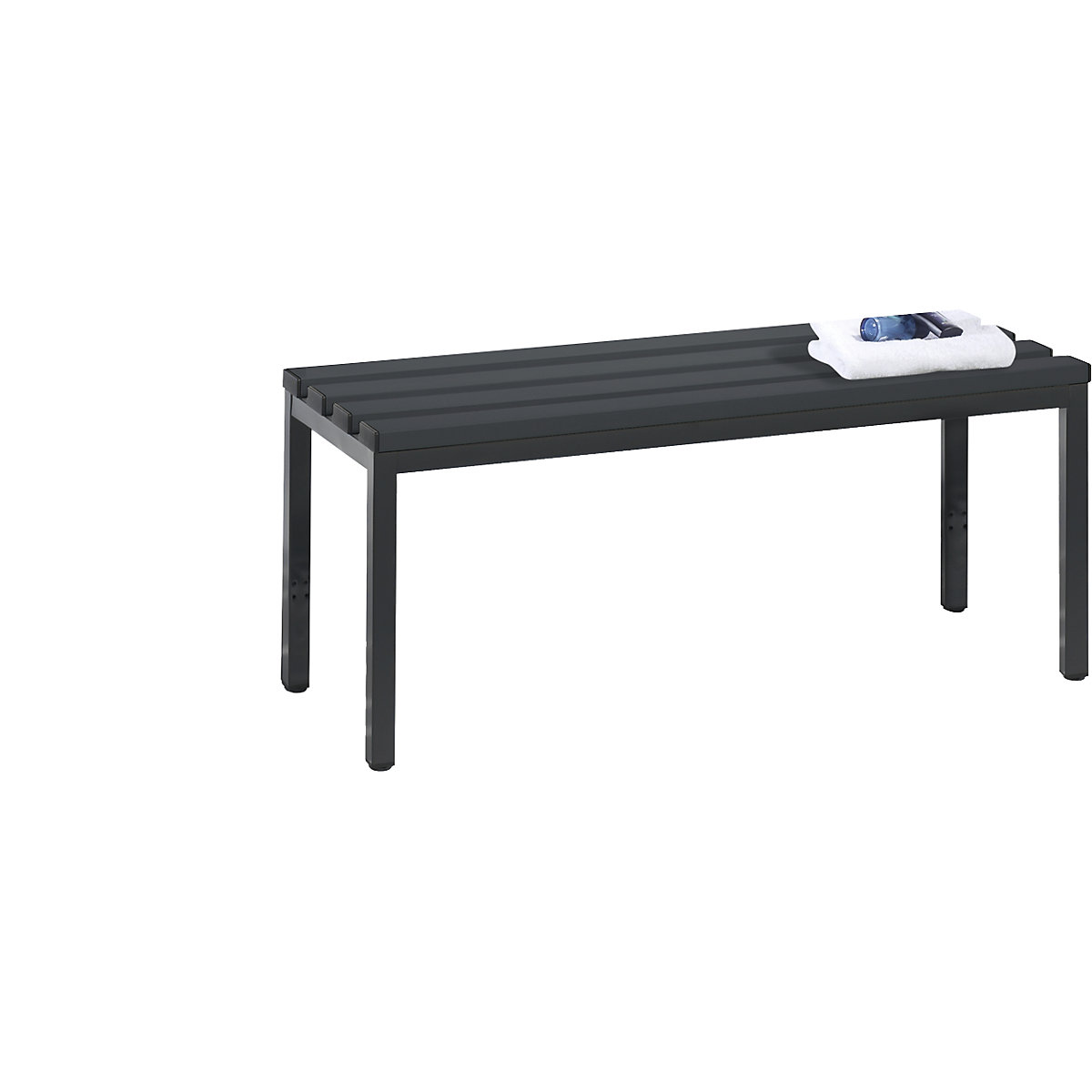 Šatnová lavice BASIC – C+P, plast, délka 1000 mm, černošedá-6