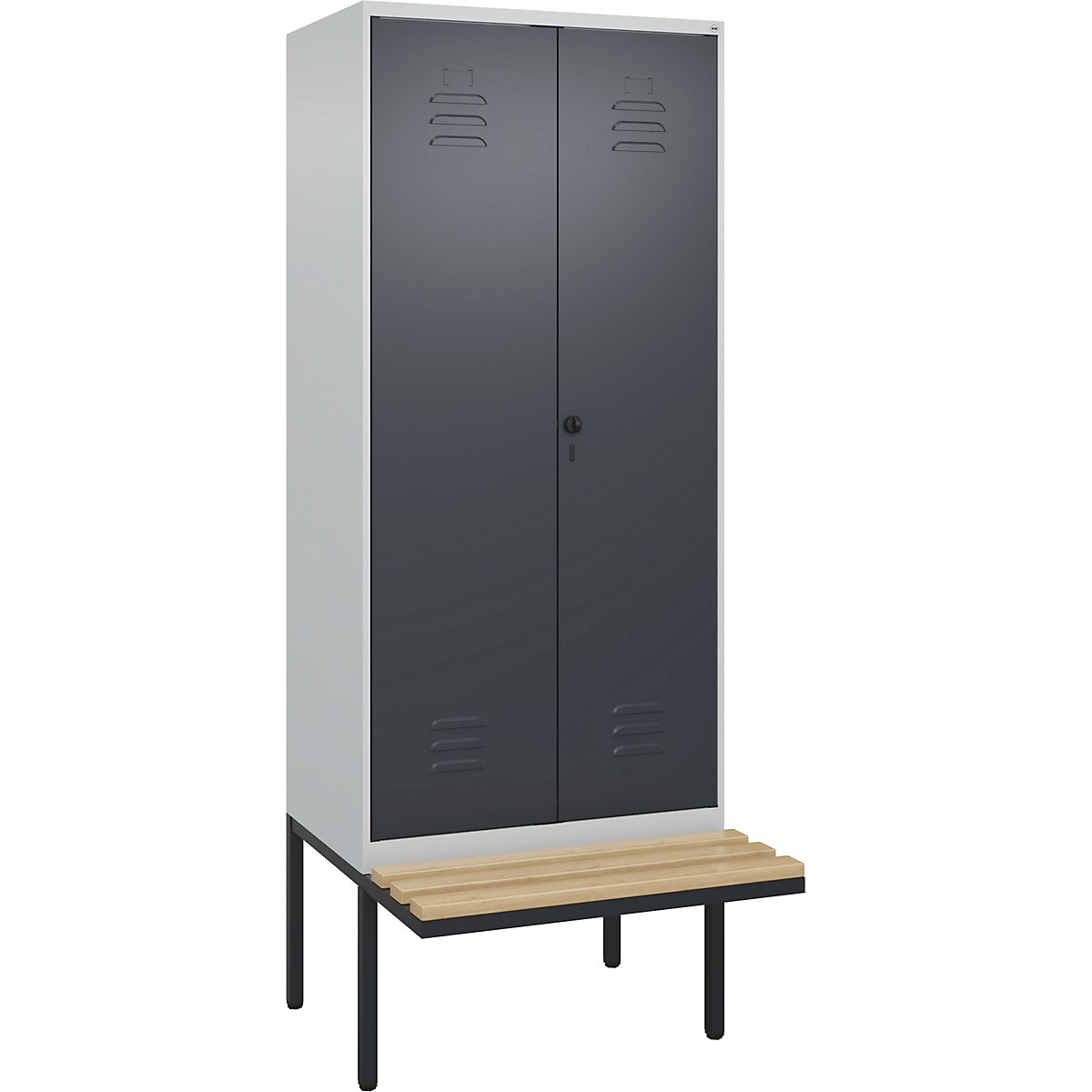 Skříňka na soukromé a pracovní oděvy Classic PLUS s lavicí – C+P (Obrázek výrobku 4)-3
