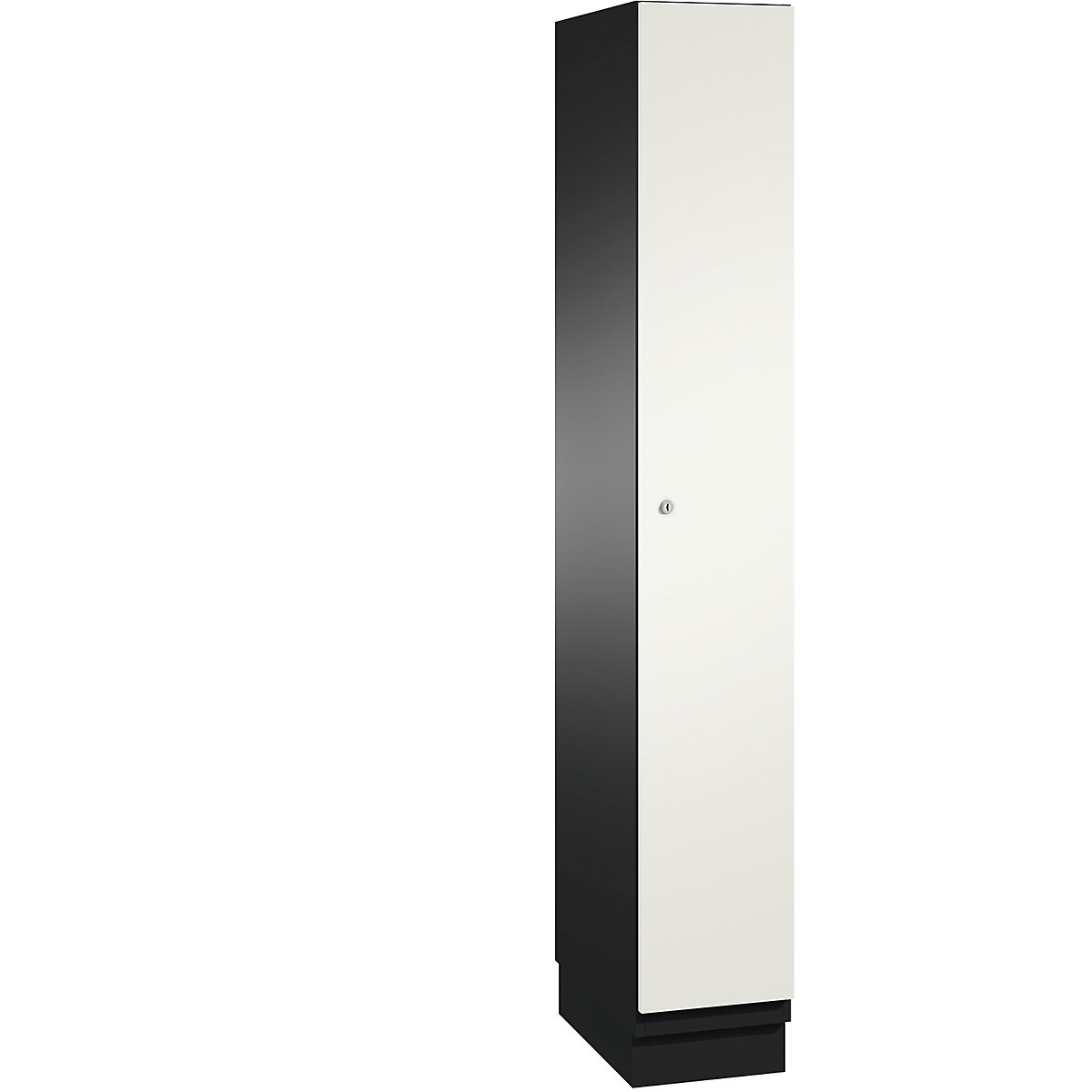 C+P – Šatní skříň CAMBIO s dveřmi z ocelového plechu, 1 oddíl, šířka 300 mm, korpus černošedý / dveře čistá bílá