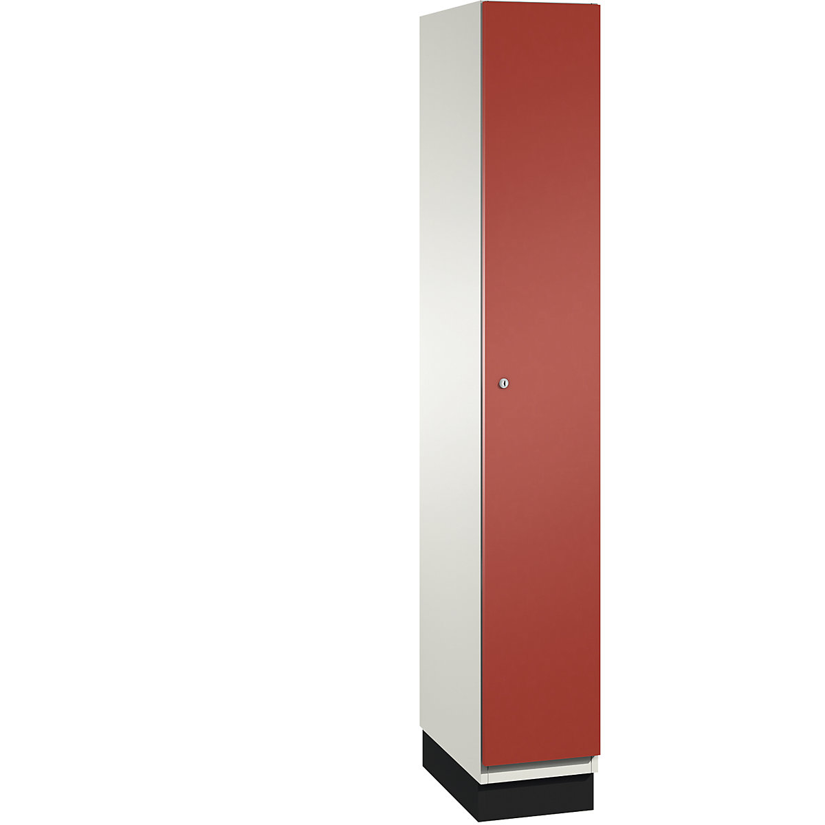 C+P – Šatní skříň CAMBIO s dveřmi z ocelového plechu, 1 oddíl, šířka 300 mm, korpus čistý bílý / dveře ohnivě červené