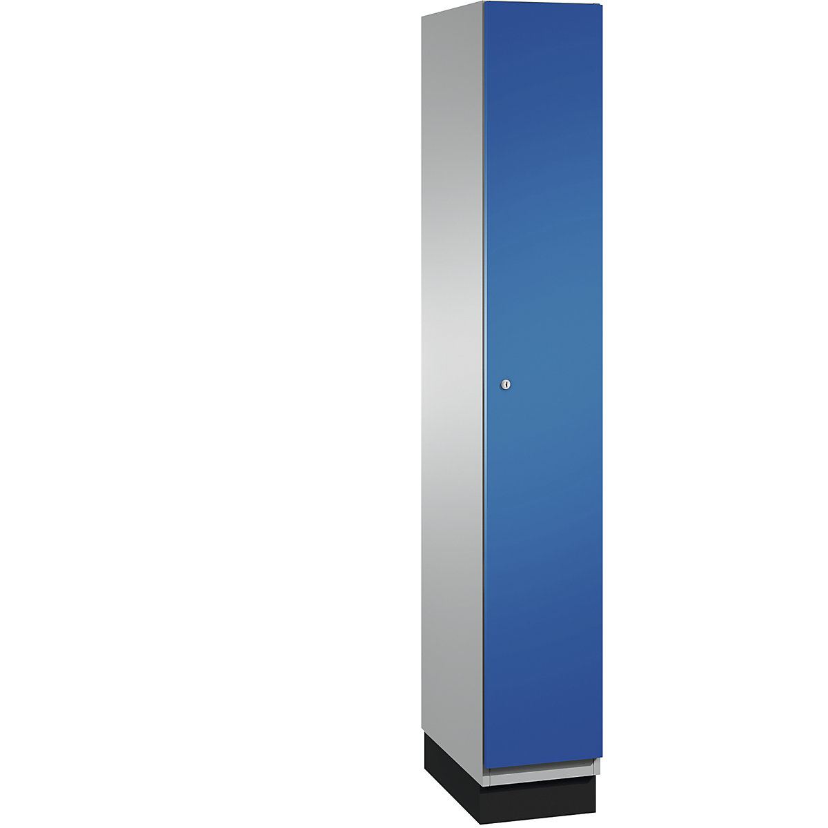 C+P – Šatní skříň CAMBIO s dveřmi z ocelového plechu, 1 oddíl, šířka 300 mm, korpus bílý hliník / dveře hořcově modré