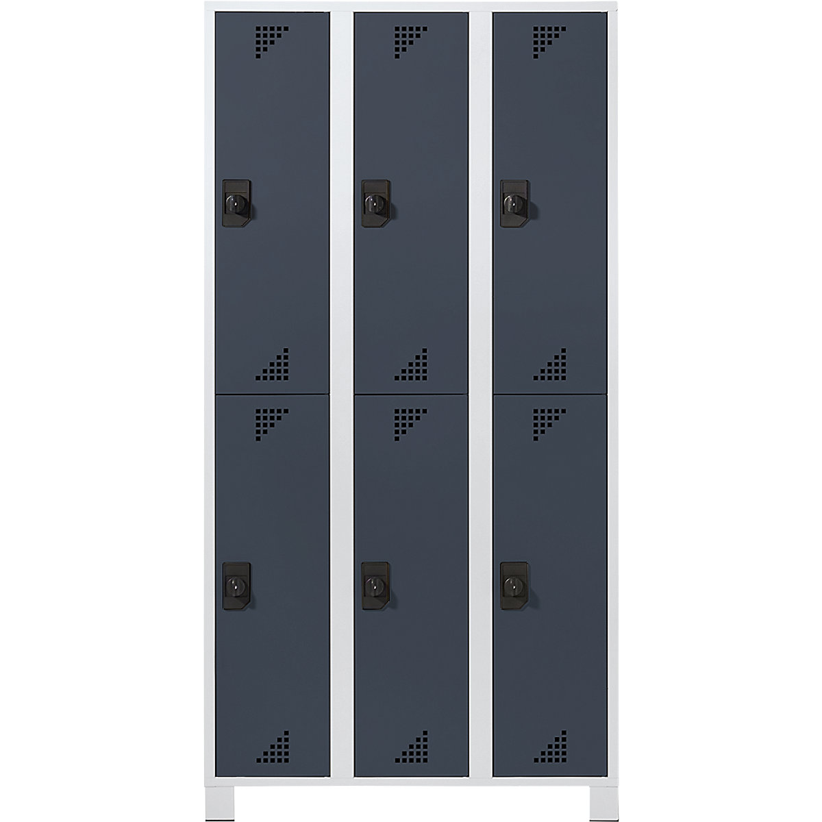 Šatní skříň s oddíly v poloviční výšce – eurokraft pro, v x š x h 1800 x 900 x 500 mm, 6 oddílů, korpus světle šedý, dveře antracitově šedé