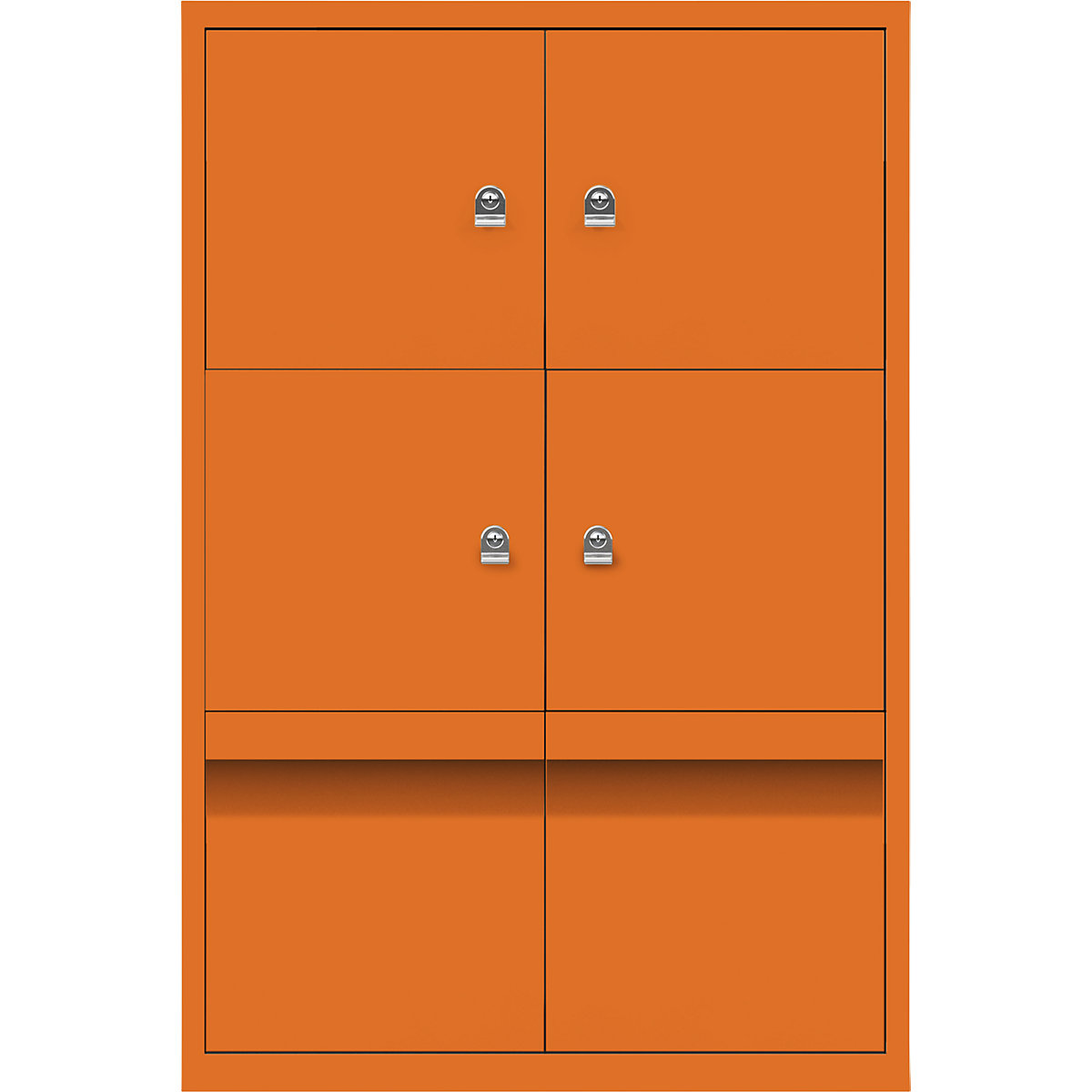 LateralFile™ Lodge – BISLEY, se 4 uzamykatelnými boxy a 2 zásuvkami, výška vždy 375 mm, oranžová-8