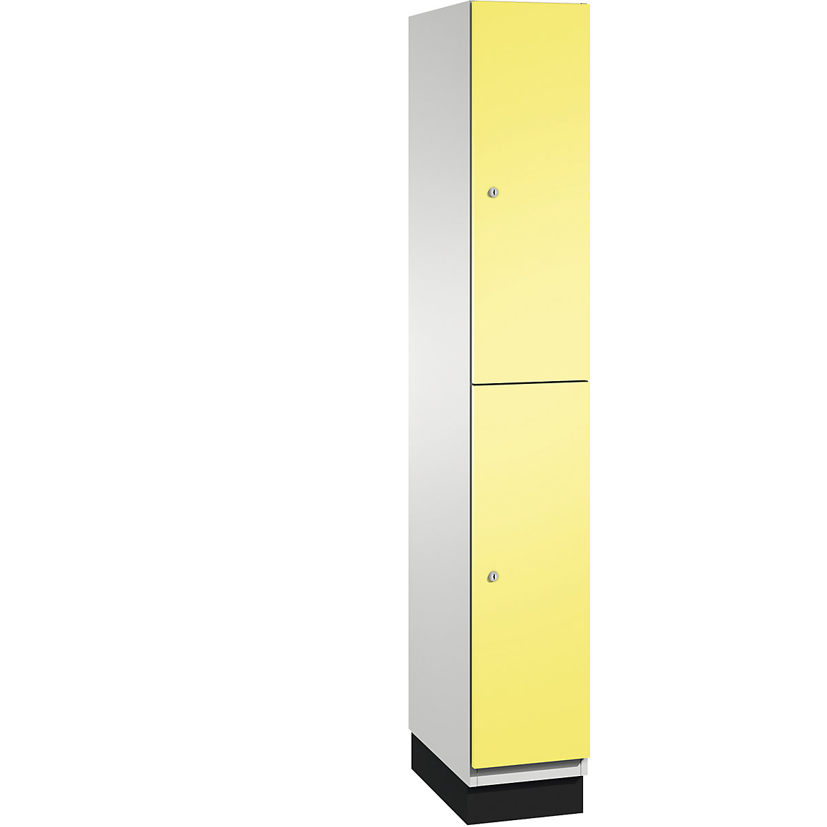 C+P – Skříň s boxy CAMBIO s tyčí na oděvy, 2 boxy, korpus světlý šedý / dveře sírové žluté, šířka 300 mm