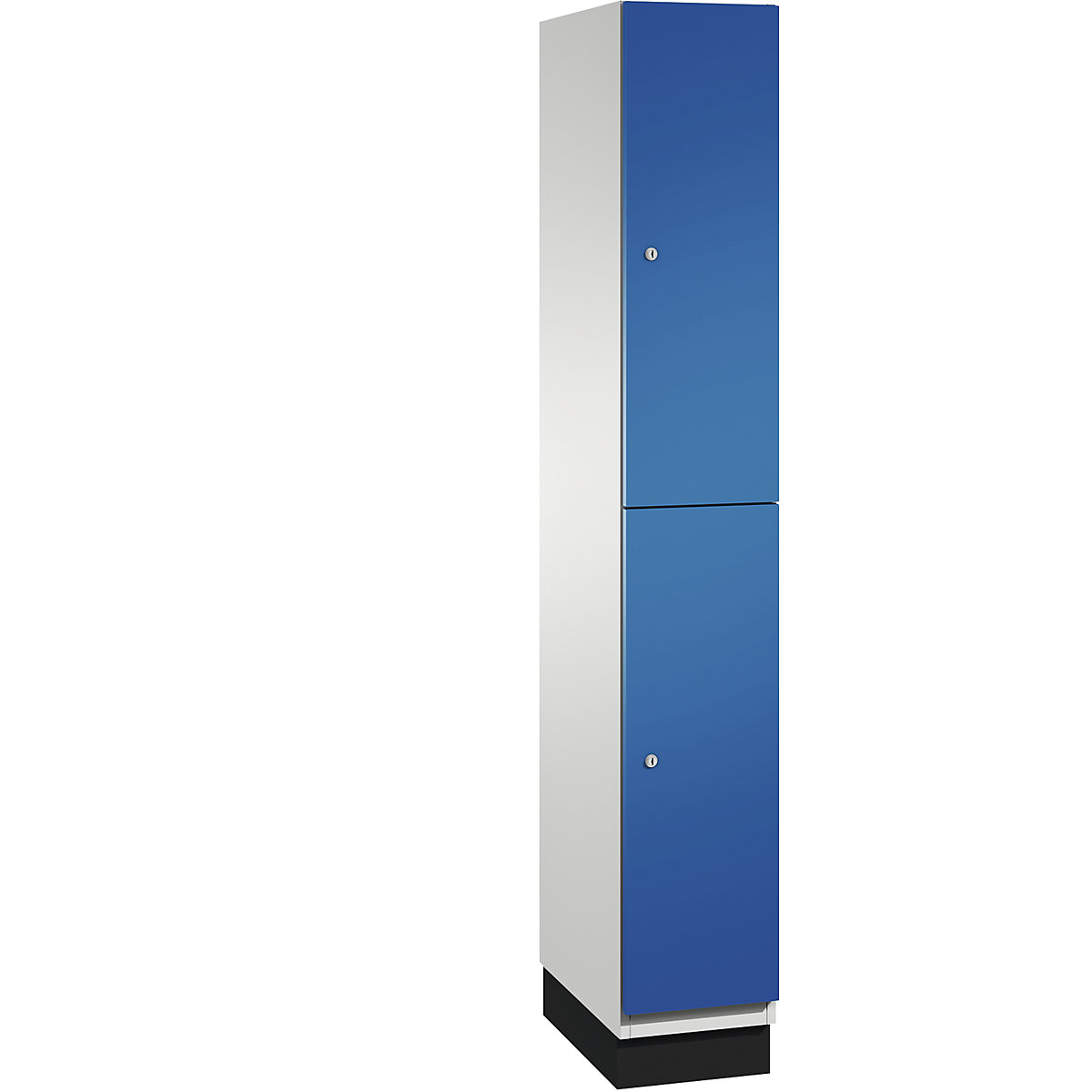 C+P – Skříň s boxy CAMBIO s tyčí na oděvy, 2 boxy, korpus světlý šedý / dveře hořcově modré, šířka 300 mm