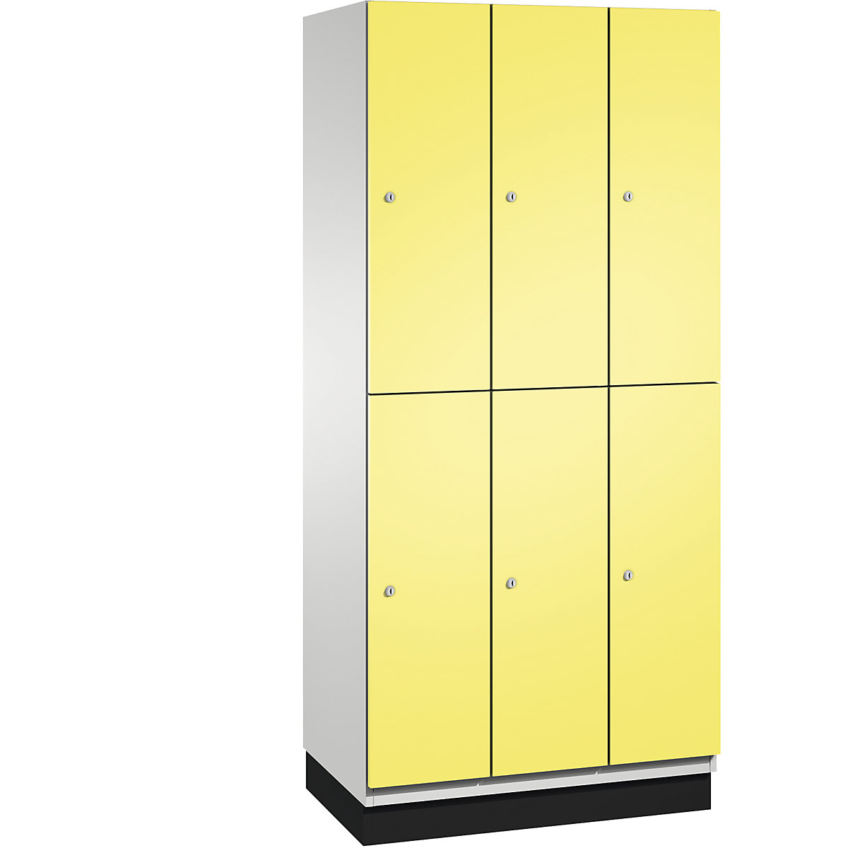 C+P – Skříň s boxy CAMBIO s tyčí na oděvy, 6 boxů, korpus světlý šedý / dveře sírové žluté, šířka 900 mm