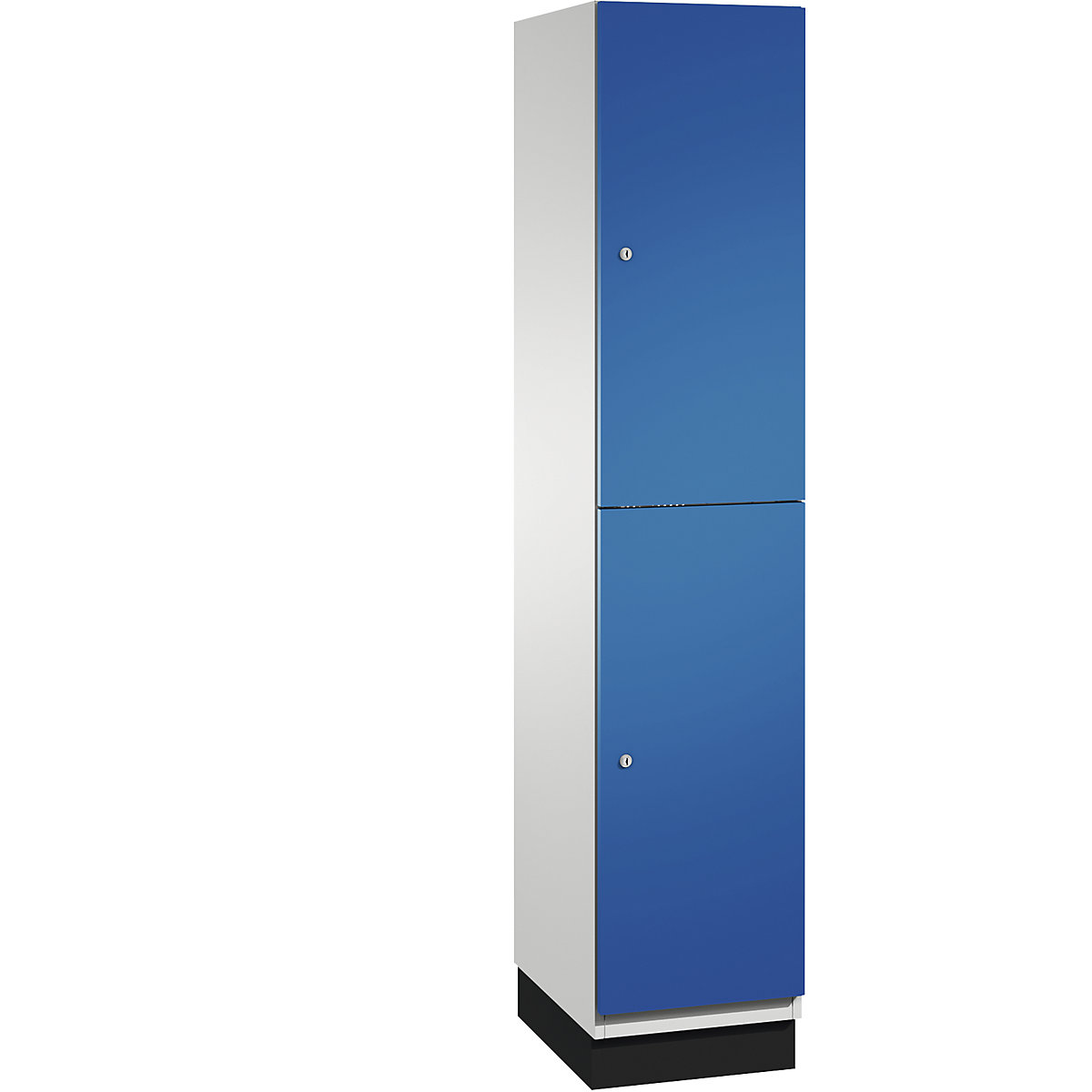 C+P – Skříň s boxy CAMBIO s tyčí na oděvy, 2 boxy, korpus světlý šedý / dveře hořcově modré, šířka 400 mm
