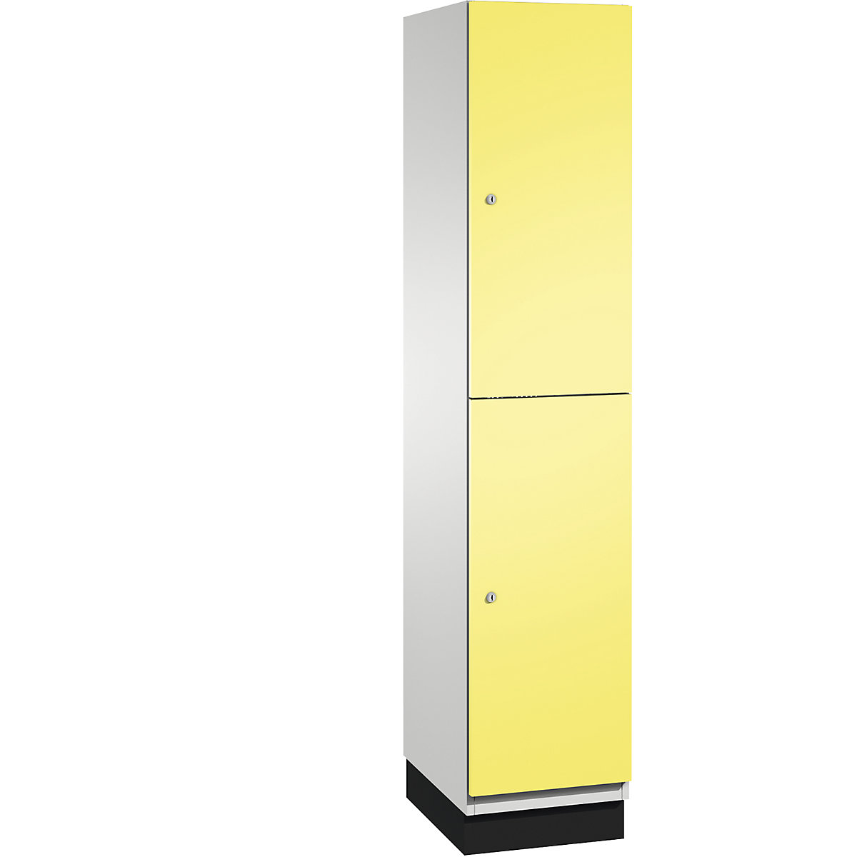 C+P – Skříň s boxy CAMBIO s tyčí na oděvy, 2 boxy, korpus světlý šedý / dveře sírové žluté, šířka 400 mm