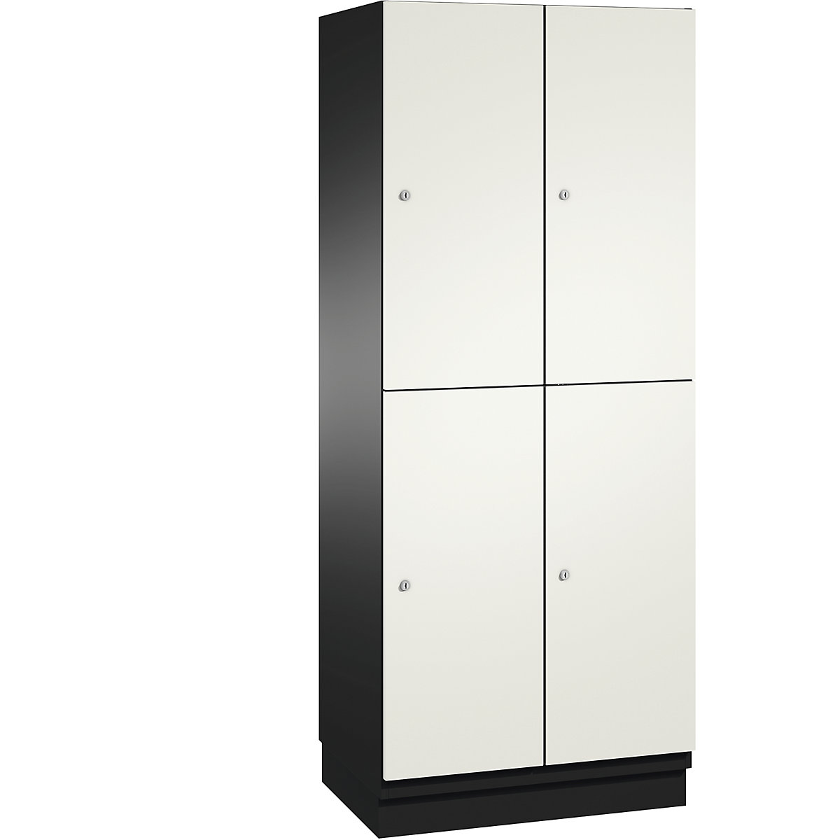 C+P – Skříň s boxy CAMBIO s tyčí na oděvy, 4 boxy, korpus černošedý / dveře čisté bílé, šířka 800 mm