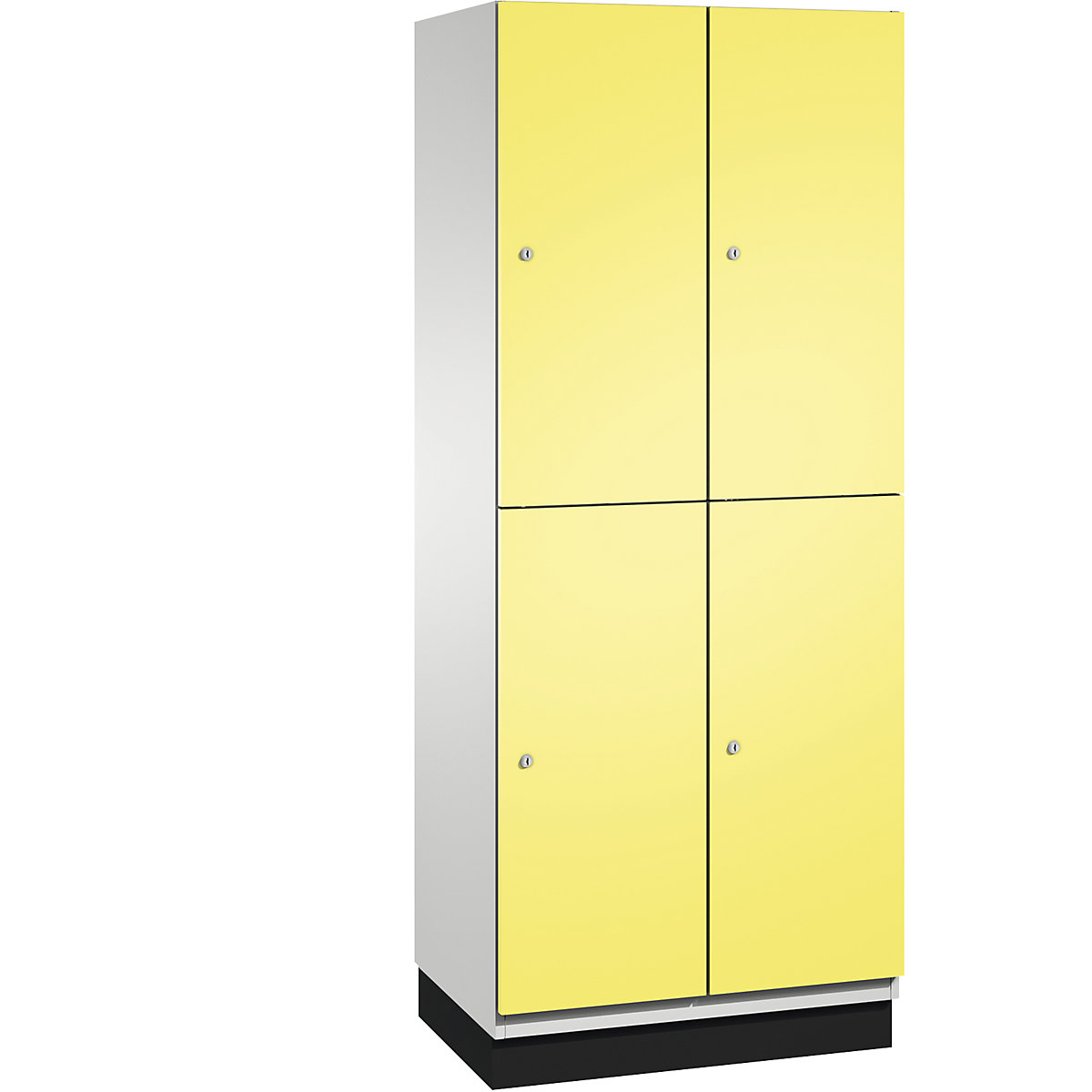 C+P – Skříň s boxy CAMBIO s tyčí na oděvy, 4 boxy, korpus světlý šedý / dveře sírové žluté, šířka 800 mm