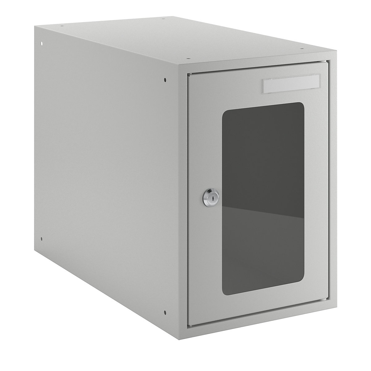 Uzamykatelný box s průhledem – eurokraft basic, v x š x h 350 x 250 x 450 mm, rám dveří světle šedý RAL 7035-4