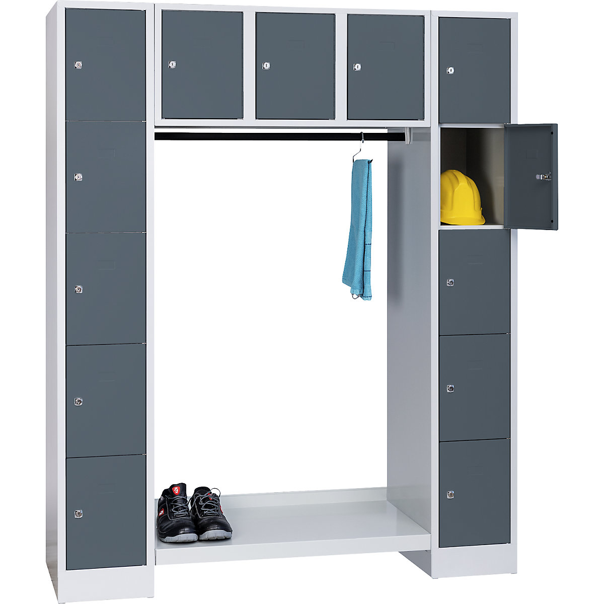 Šatnový systém s uzamykatelnými boxy Dresden &ndash; Wolf
