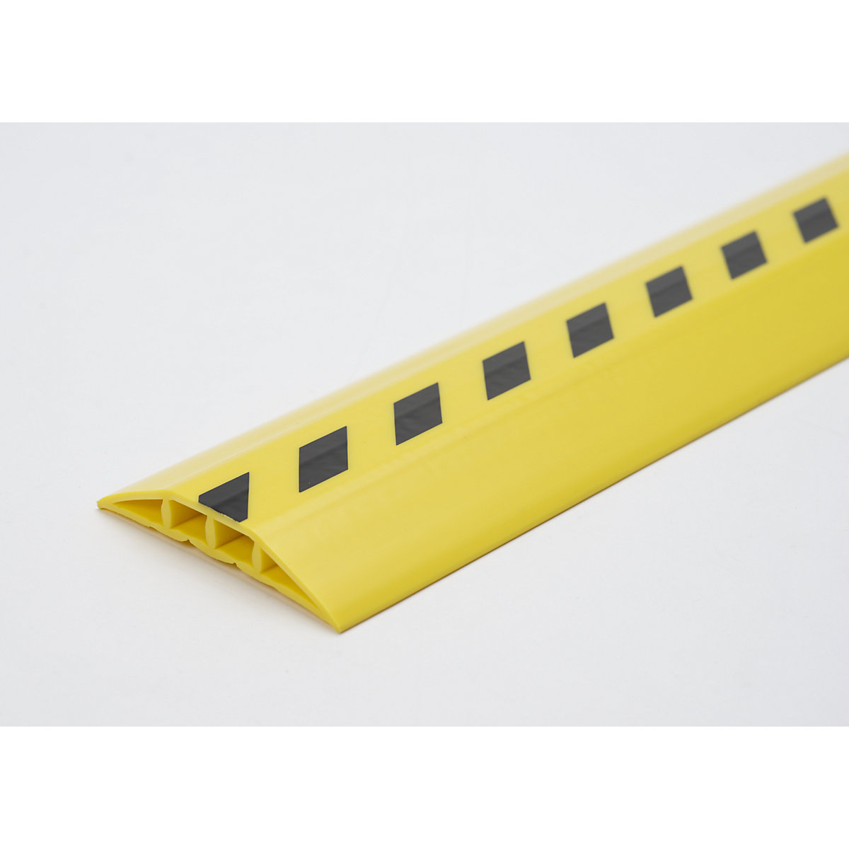 Káblový mostík z plastu, pre káble a hadice do Ø 10 mm, čierna-žltá, 2 komory, dĺžka 1,5 m-4