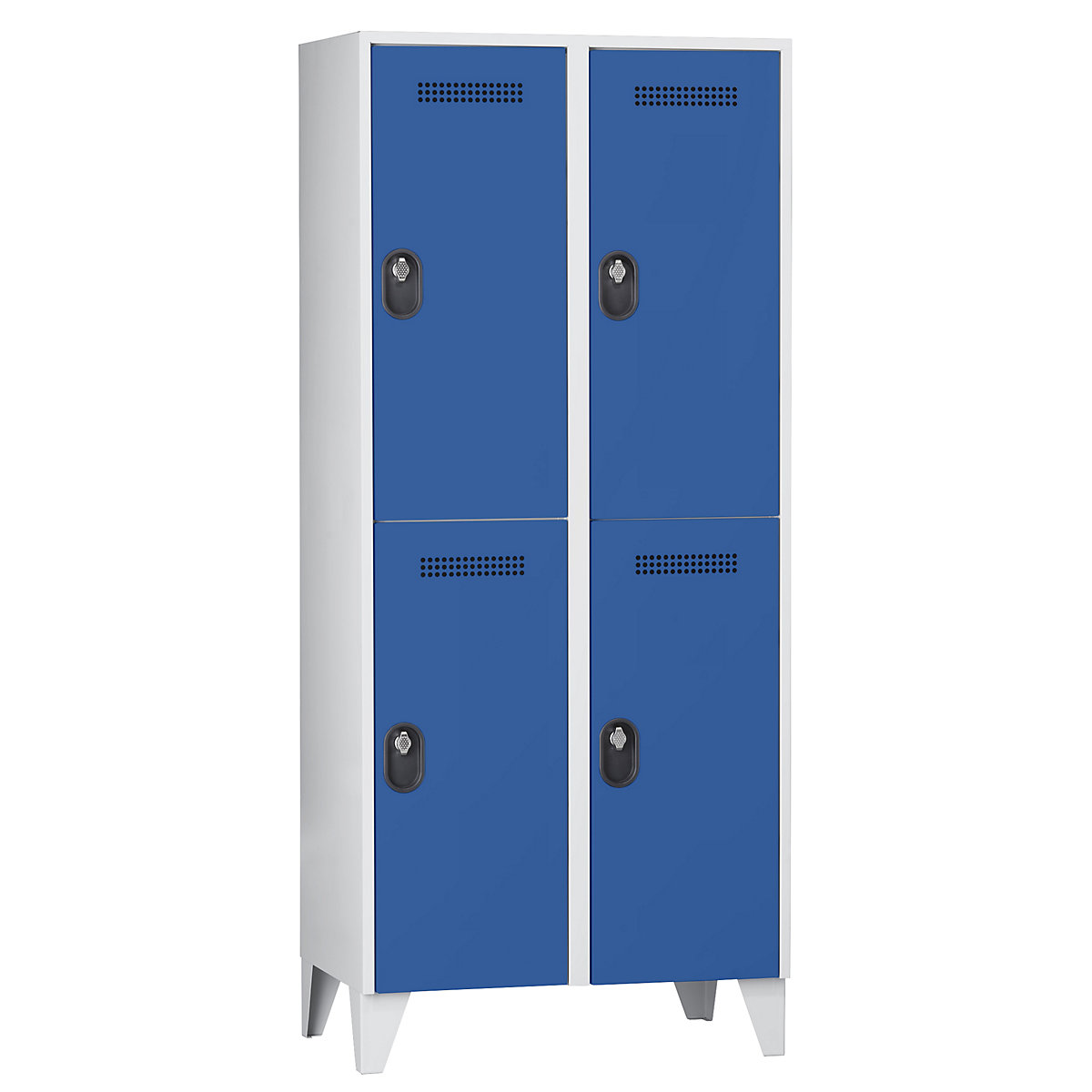 Šatníková skriňa, výška police 820 mm – Wolf, v x š x h 1850 x 800 x 500 mm, šírka boxu 400 mm, farba korpusu / dverí svetlošedá / enciánová modrá-4