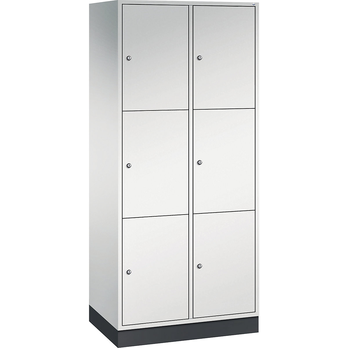 INTRO oceľová skriňa s uzamykateľnými priehradkami, výška priehradky 580 mm – C+P, š x h 820 x 500 mm, 6 priehradiek, korpus svetlošedá, dvere svetlošedá