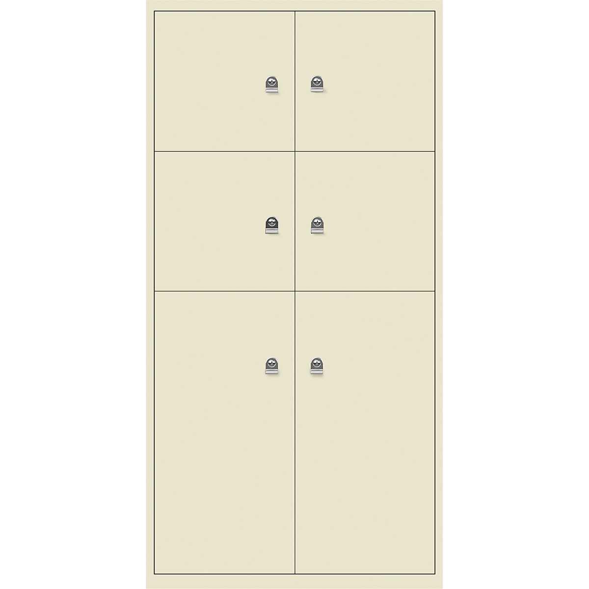 LateralFile™ Lodge – BISLEY, so 6 uzamykacími priehradkami, výška 4 x 375 mm, 2 x 755 mm, svetlá slonová kosť-4