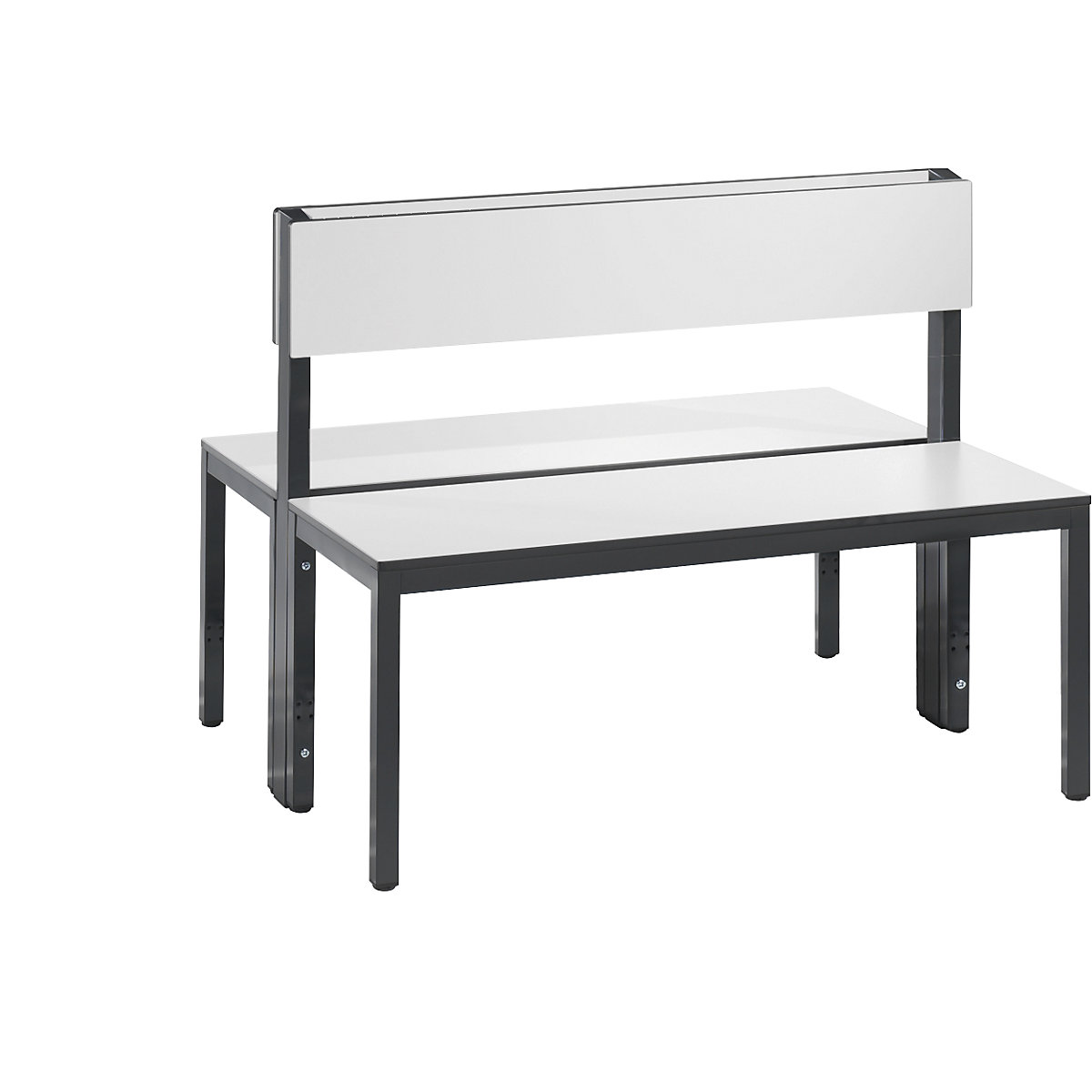 Šatňová lavica BASIC PLUS, dvojstranná – C+P, plocha sedadla HPL, polovysoká, dĺžka 1000 mm, biela-8