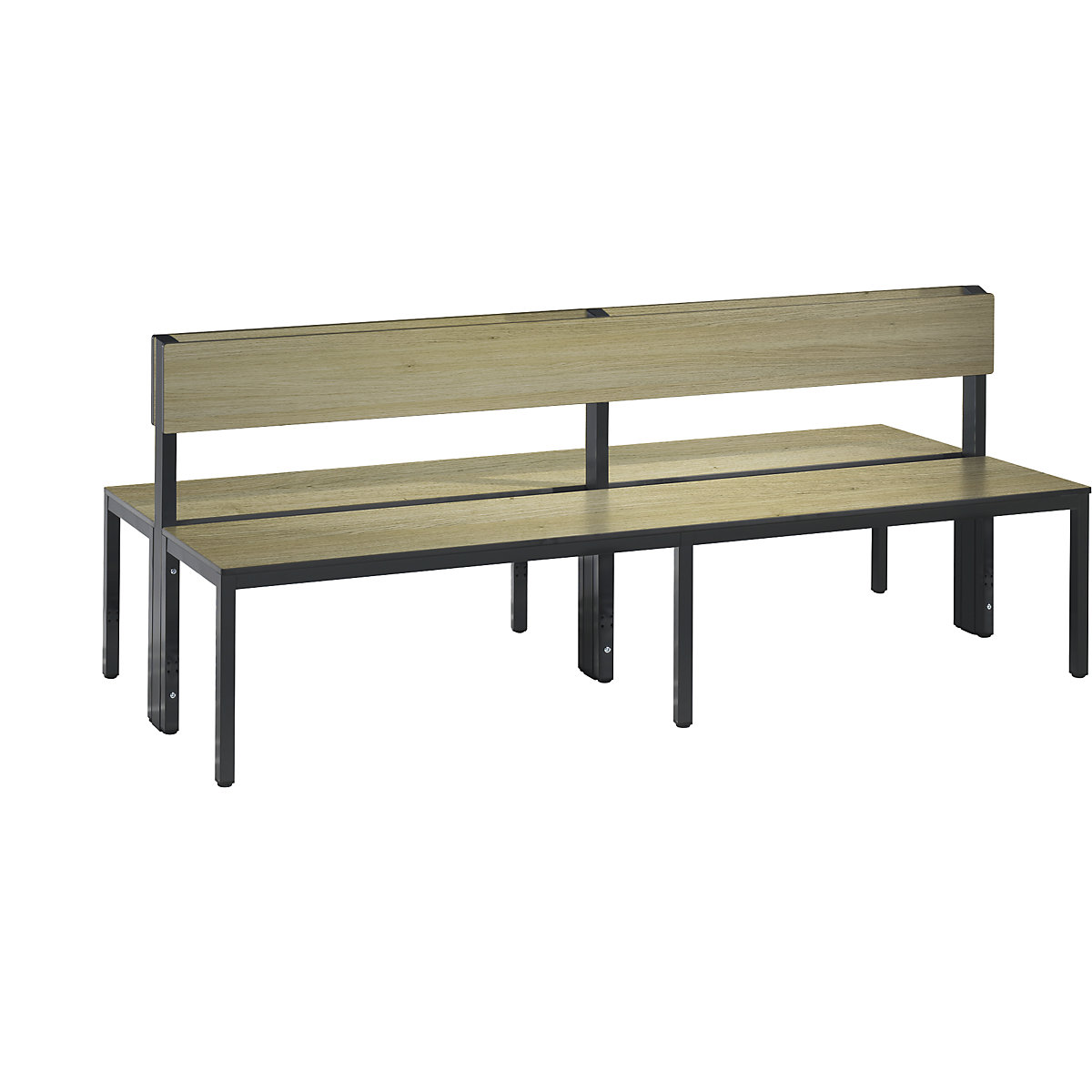 Šatňová lavica BASIC PLUS, dvojstranná – C+P, plocha sedadla HPL, polovysoká, dĺžka 1960 mm, vzor dub-9