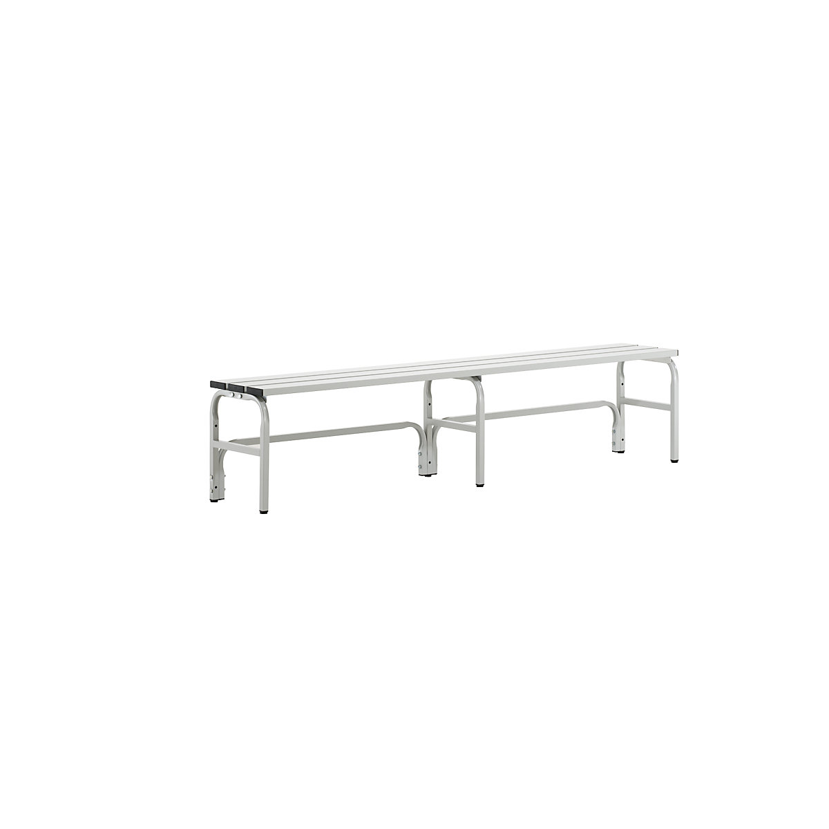 Sypro – Šatňová lavica z ušľachtilej ocele, v x h 450 x 350 mm, dĺžka 1500 mm, svetlošedá