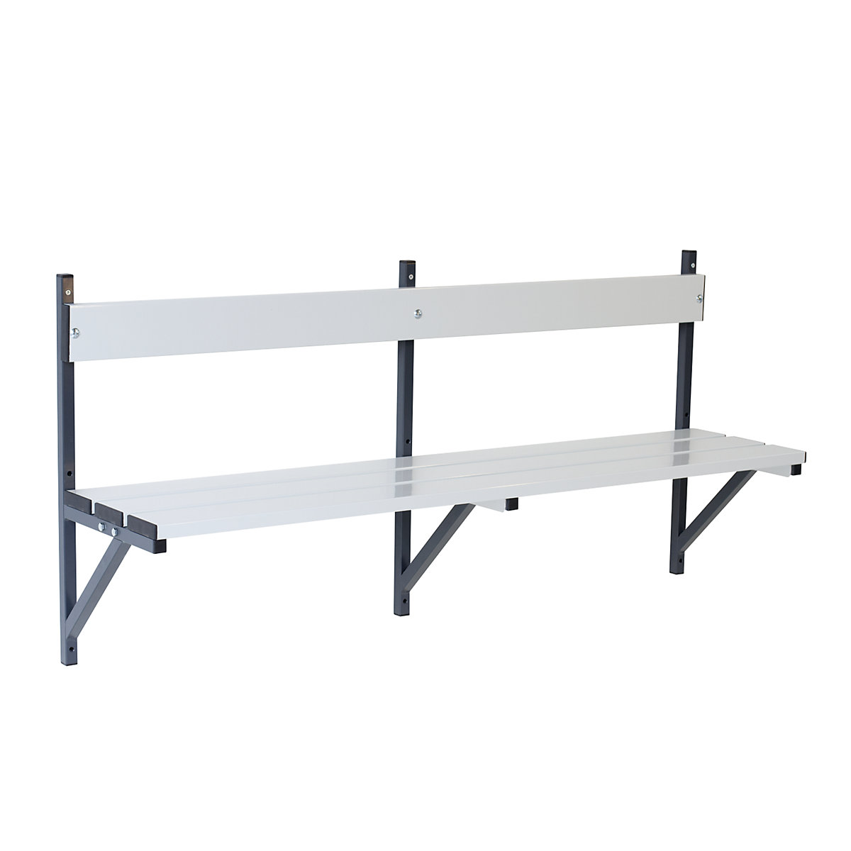Nástenná lavica – Sypro, hliníkové lišty/konštrukcia z ušľachtilej ocele, dĺžka 1500 mm, antracitová šedá-3