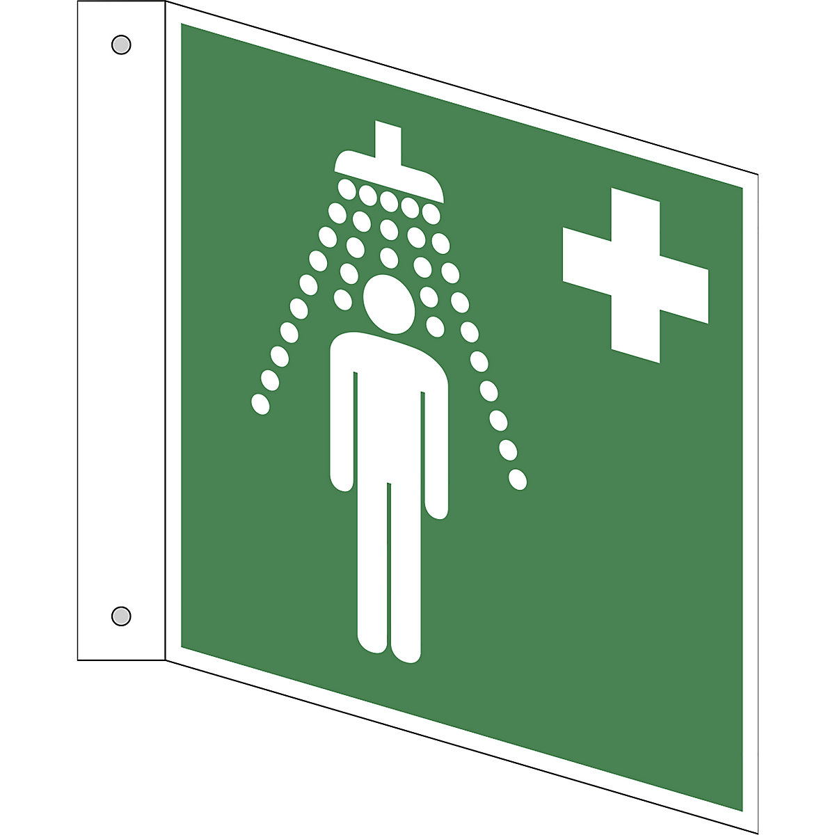 Znak ewakuacyjny i ratunkowy, prysznic bezpieczeństwa, opak. 10 szt., aluminium, tabliczka semaforowa, 150 x 150 mm-6