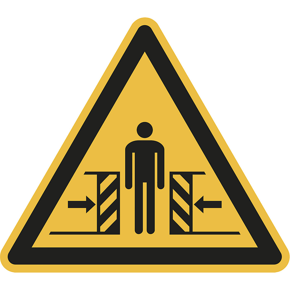 Znak ostrzegawczy, ostrzeżenie przed niebezpieczeństwem zgniecenia, opak. 10 szt., folia, dł. ramienia 200 mm-2