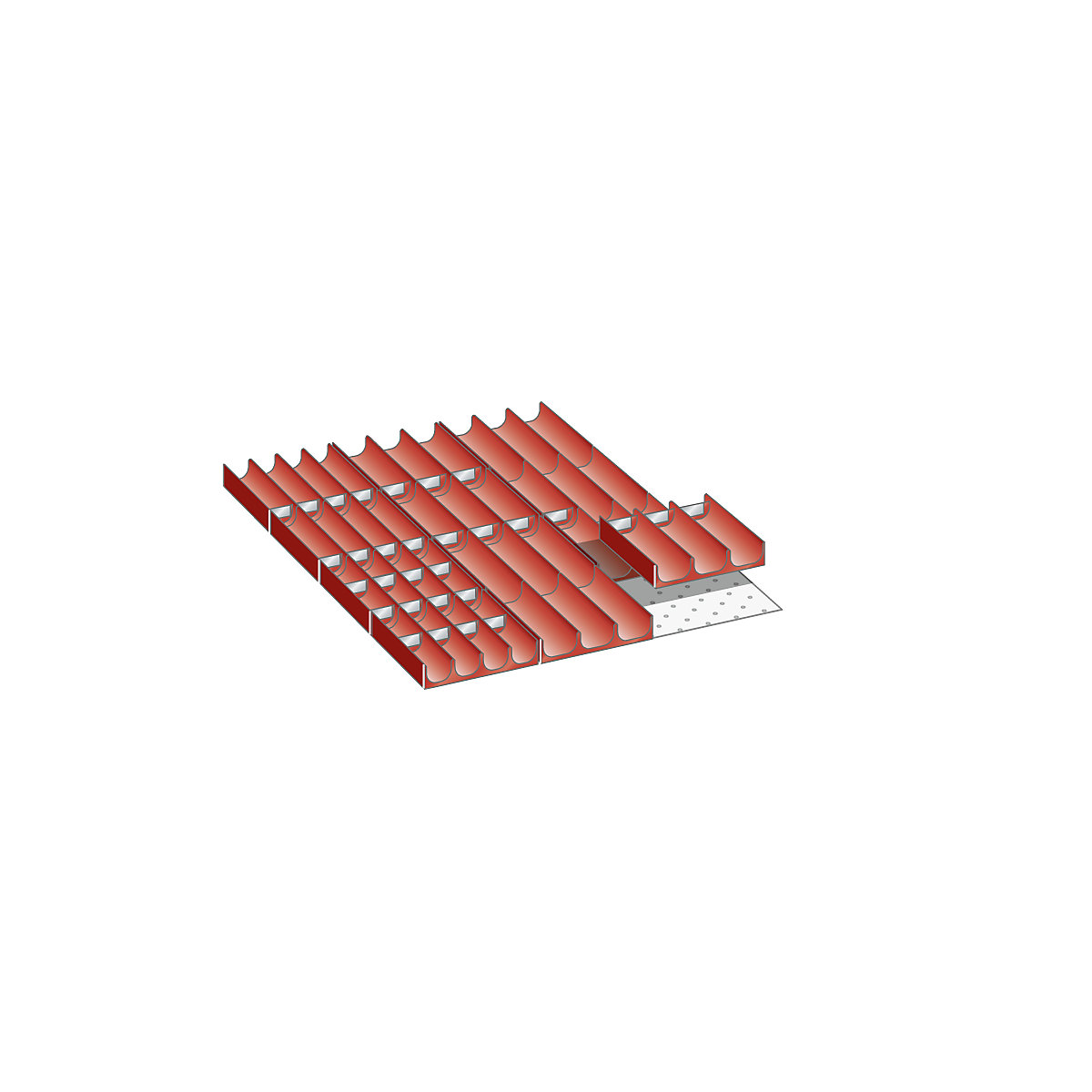 LISTA Schubladeneinteilungs-Set, Mulden, für Fronthöhe 50 mm, 42-teilig, 4 x 4 kleine Muldenteile